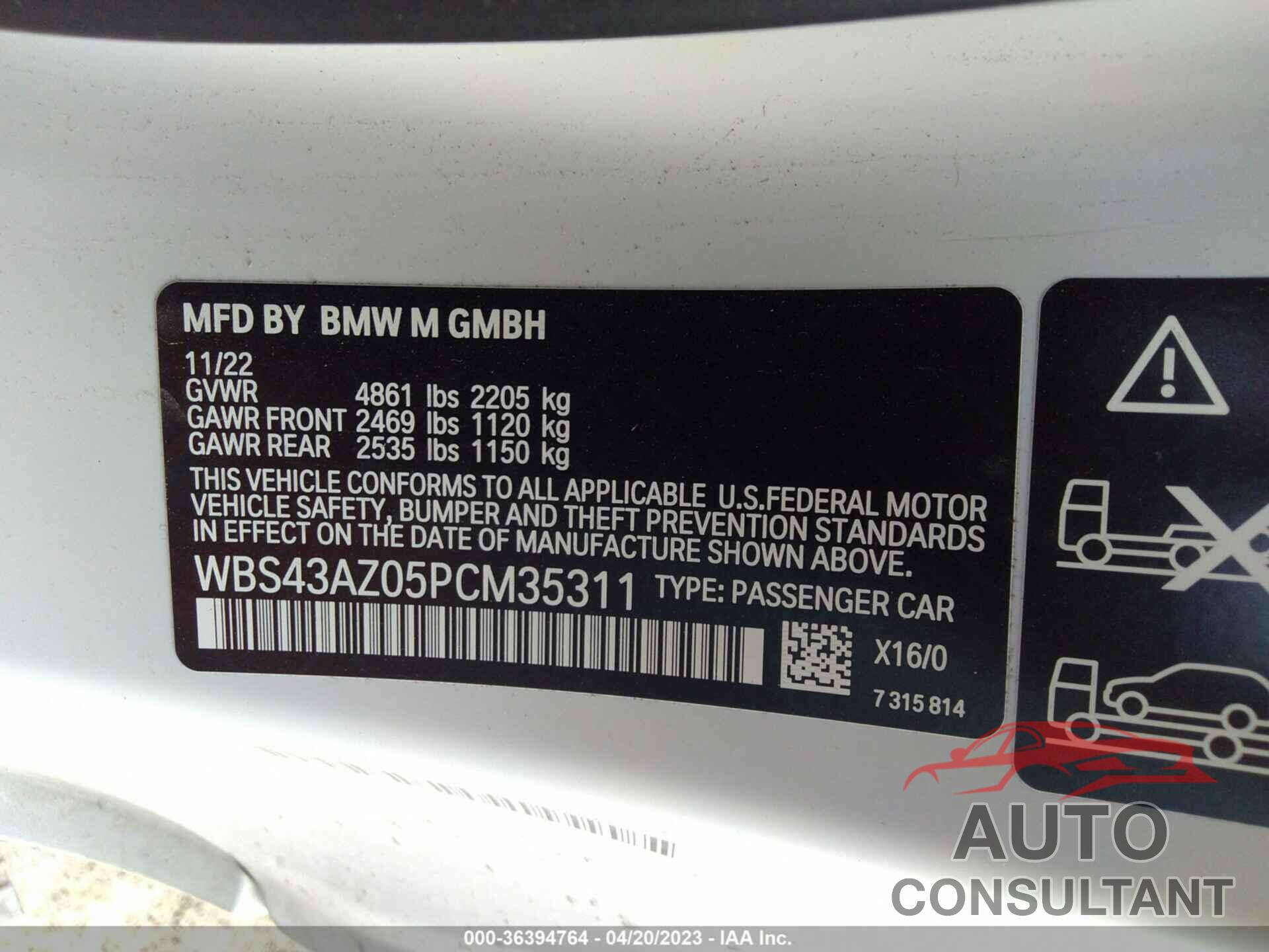 BMW M4 2023 - WBS43AZ05PCM35311