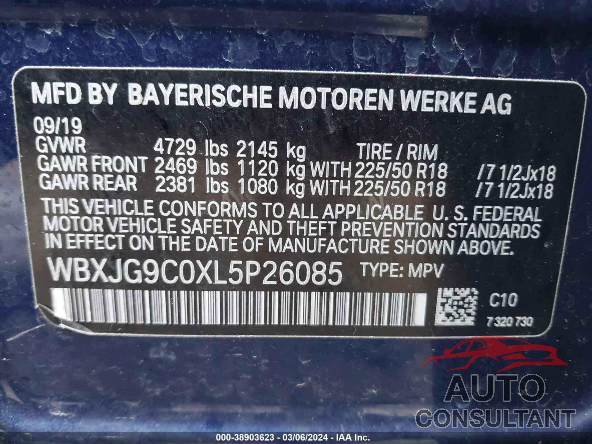 BMW X1 2020 - WBXJG9C0XL5P26085