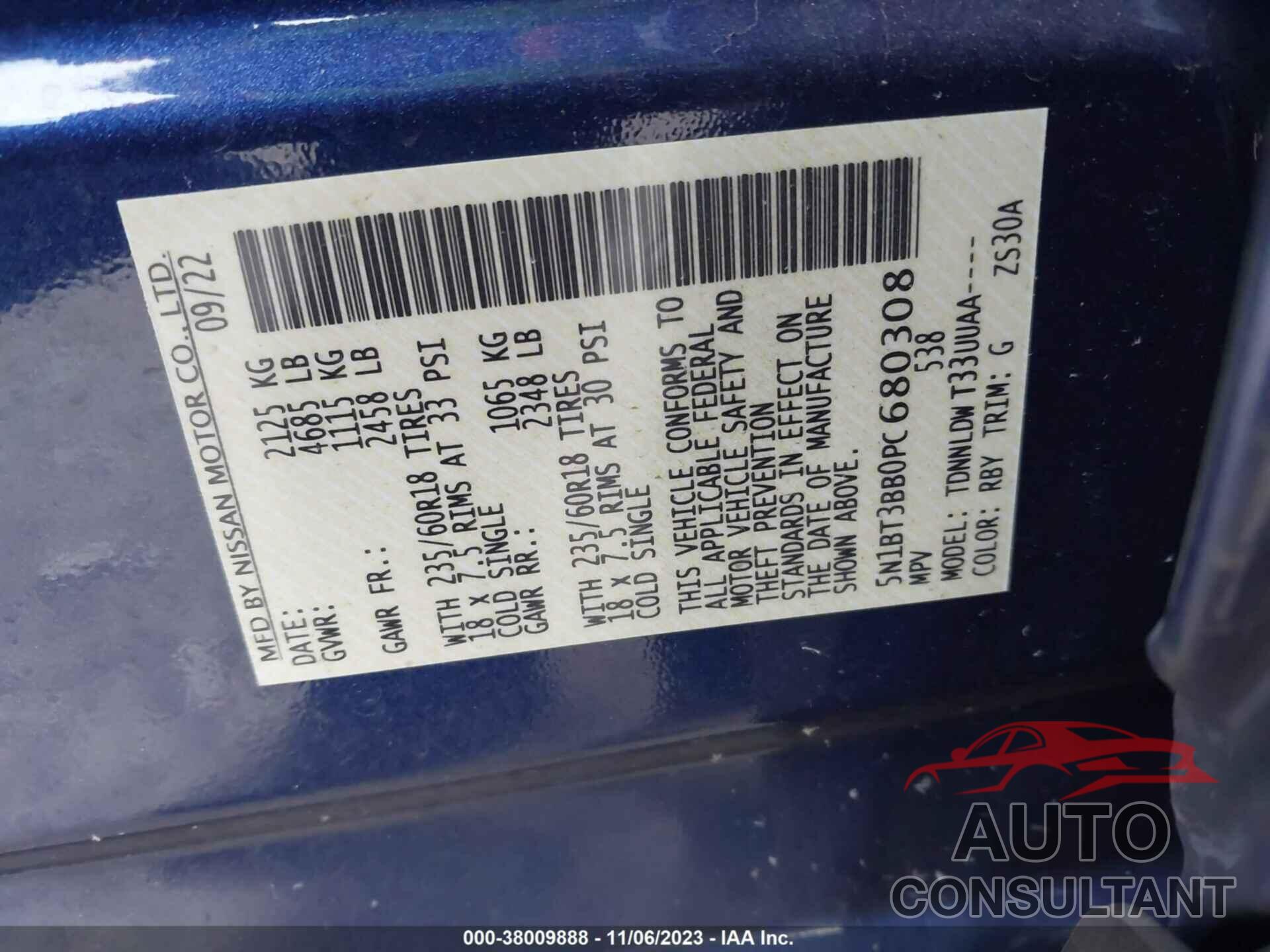 NISSAN ROGUE 2023 - 5N1BT3BB0PC680308