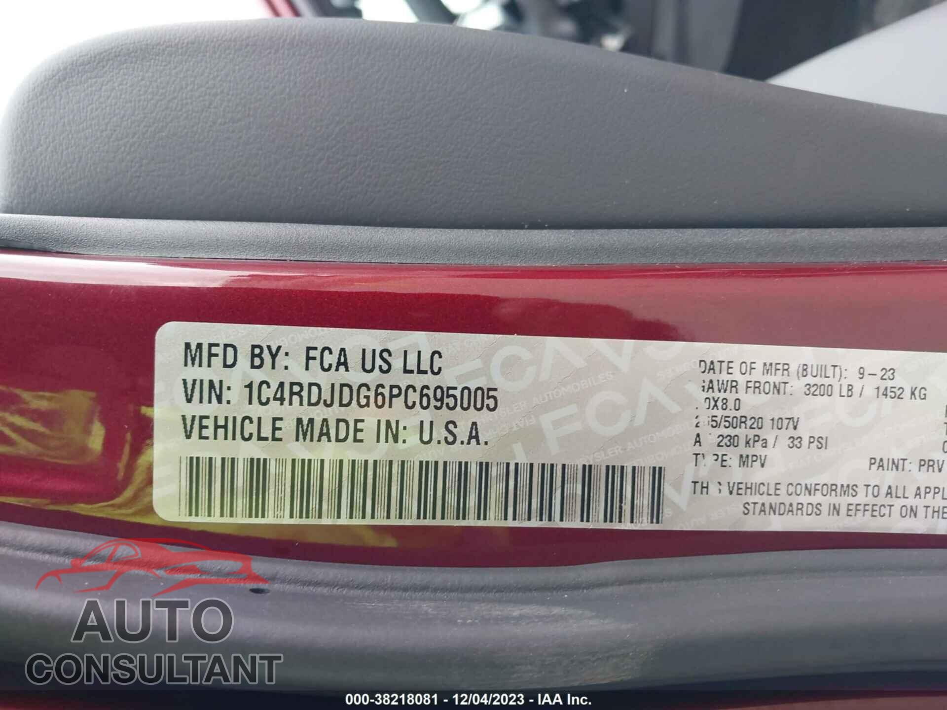 DODGE DURANGO 2023 - 1C4RDJDG6PC695005