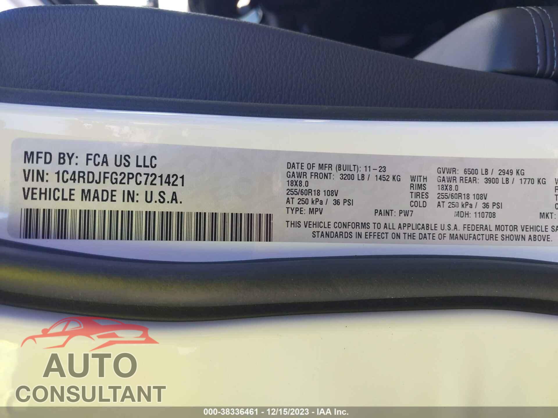 DODGE DURANGO 2023 - 1C4RDJFG2PC721421