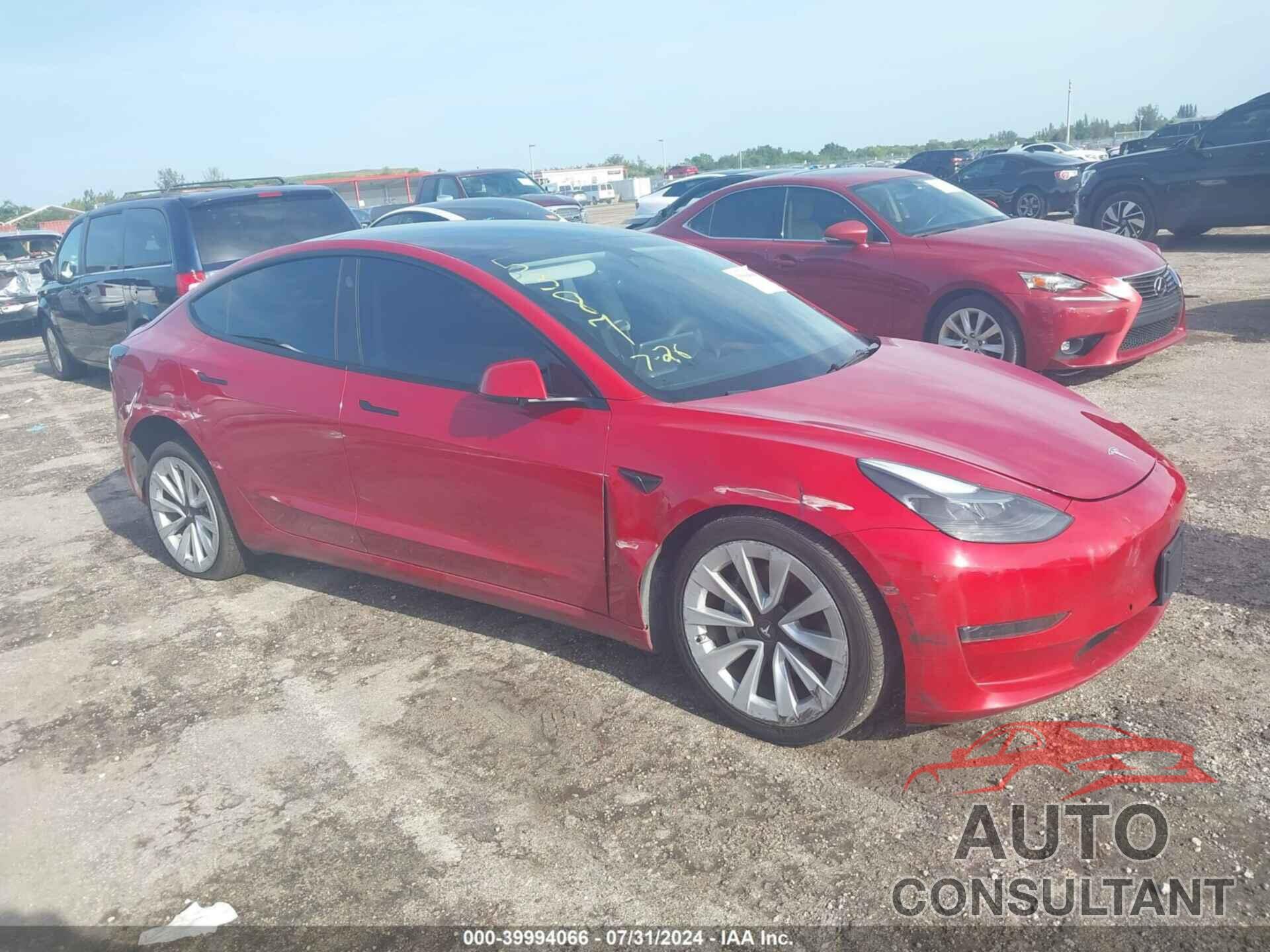 TESLA MODEL 3 2022 - 5YJ3E1EA9NF185387