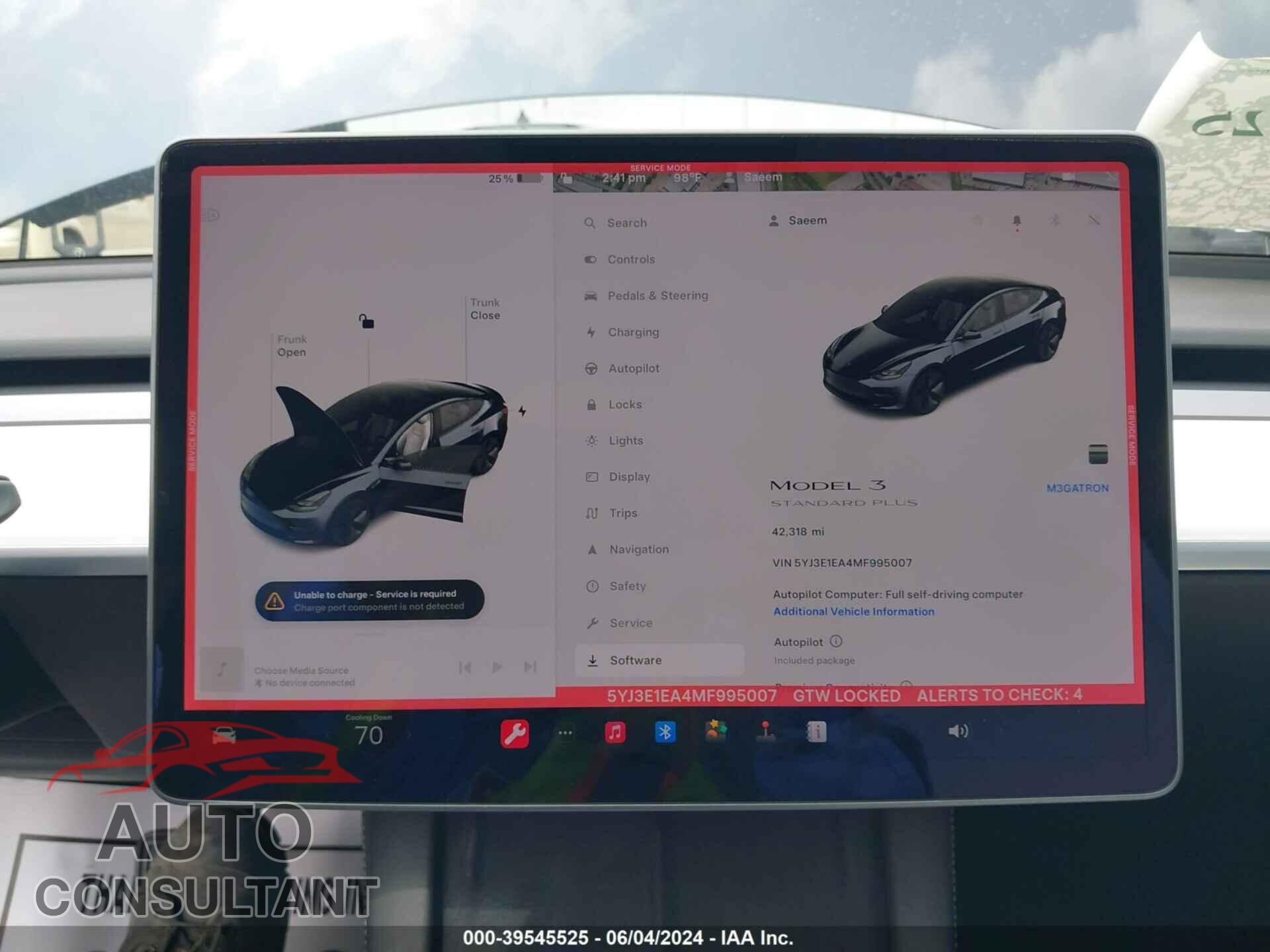 TESLA MODEL 3 2021 - 5YJ3E1EA4MF995007