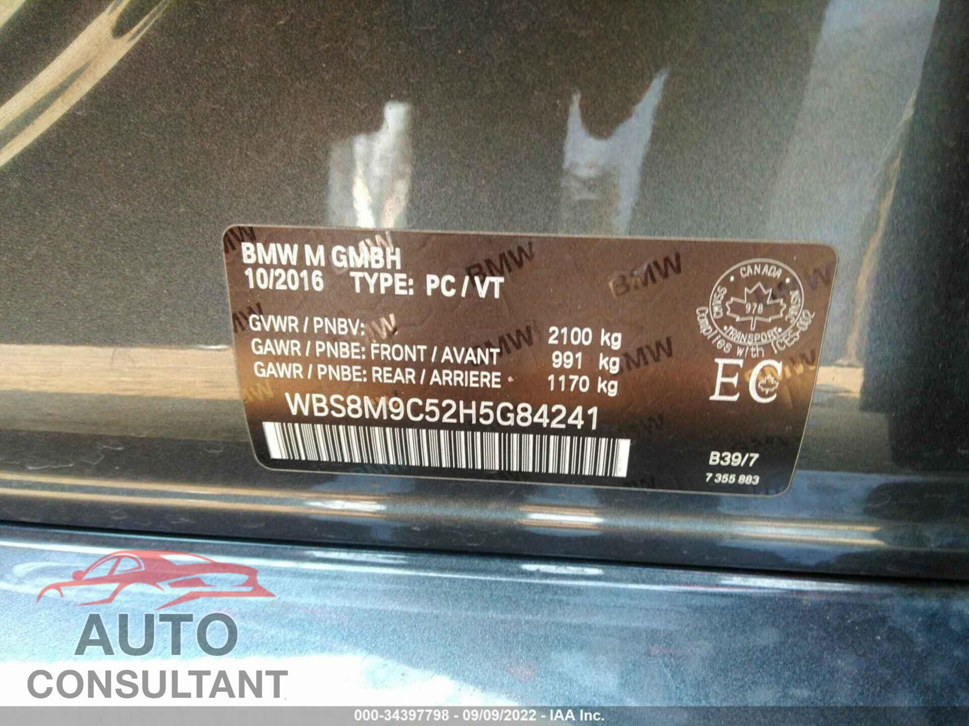 BMW M3 2017 - WBS8M9C52H5G84241