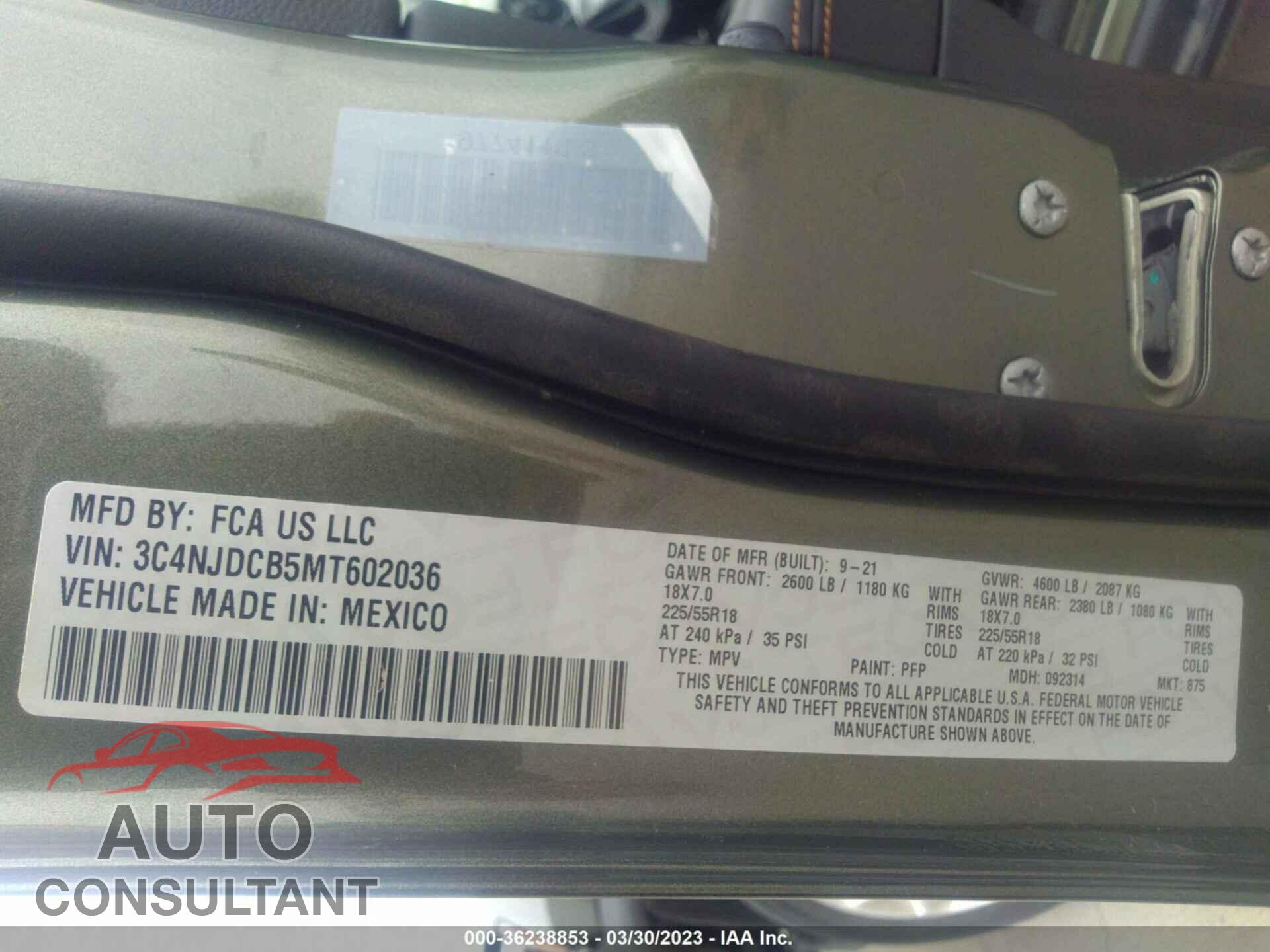 JEEP COMPASS 2021 - 3C4NJDCB5MT602036
