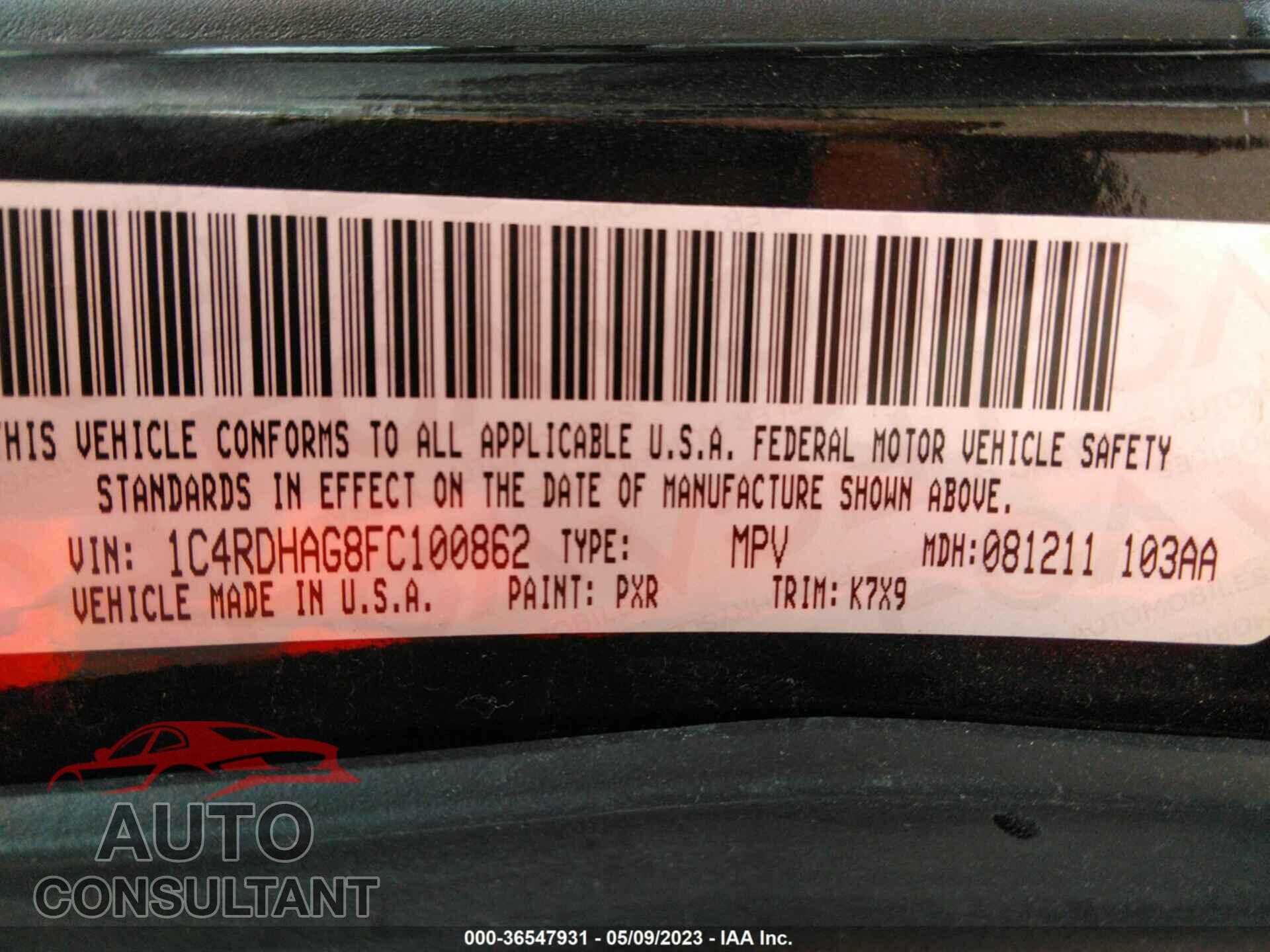 DODGE DURANGO 2015 - 1C4RDHAG8FC100862