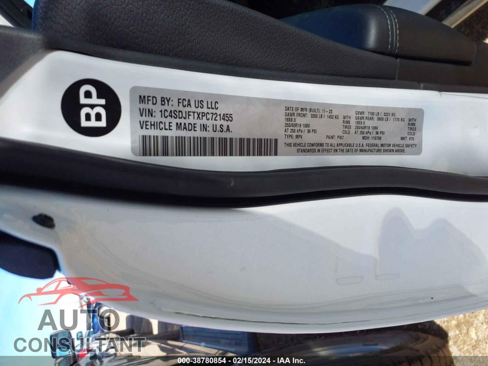 DODGE DURANGO 2023 - 1C4SDJFTXPC721455