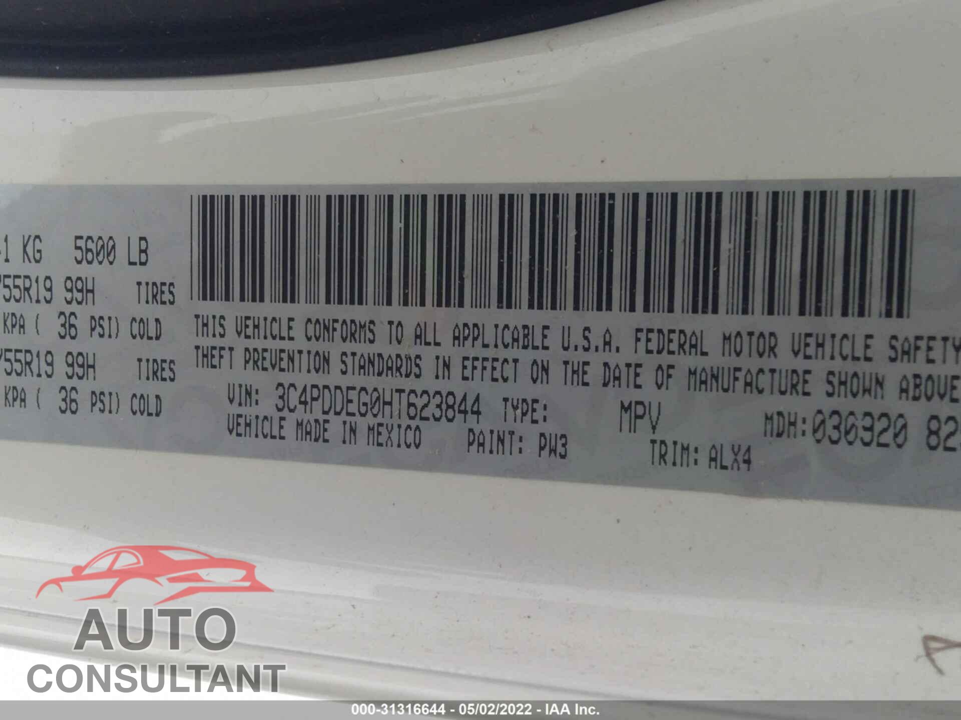 DODGE JOURNEY 2017 - 3C4PDDEG0HT623844