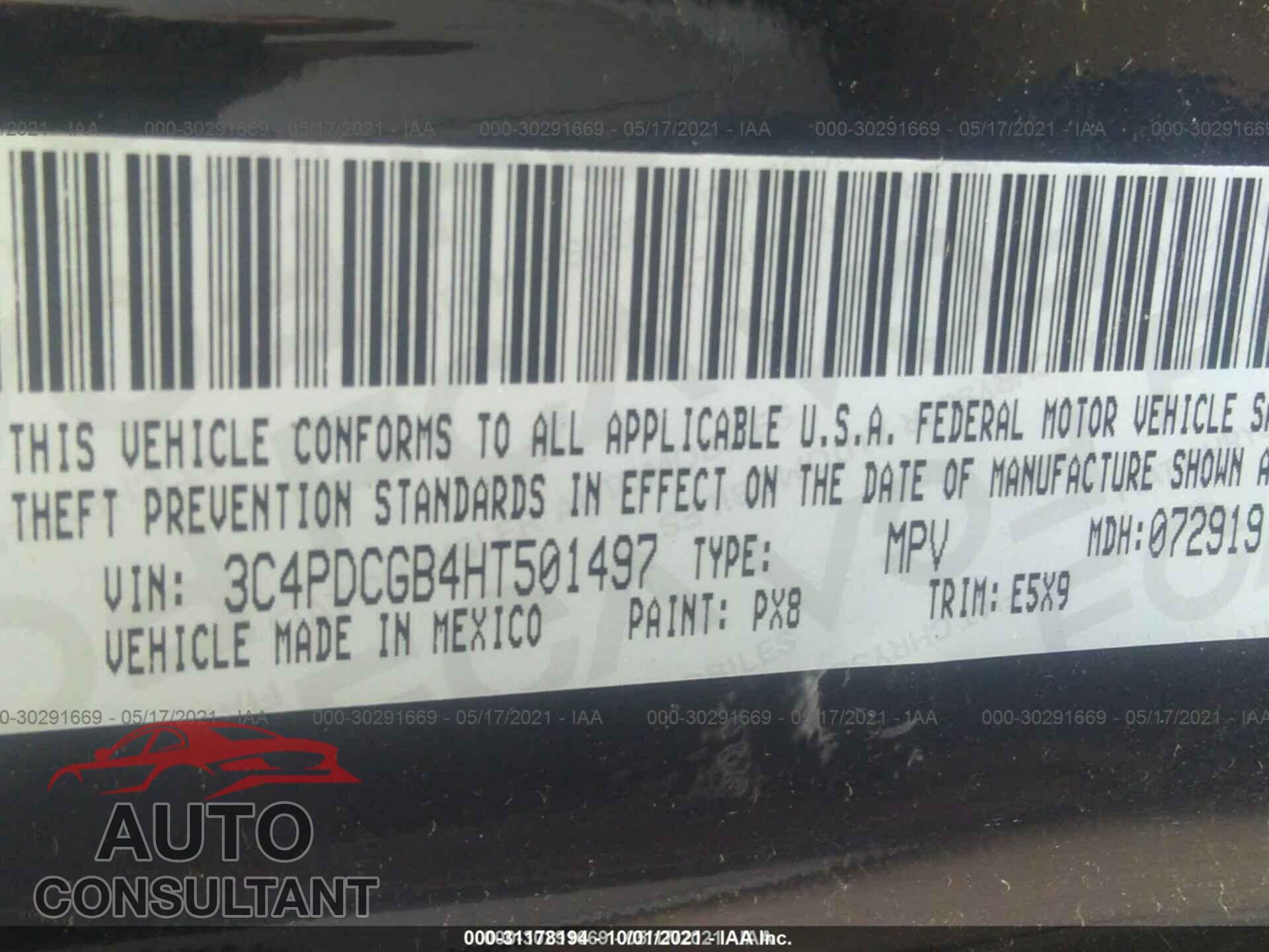 DODGE JOURNEY 2017 - 3C4PDCGB4HT501497