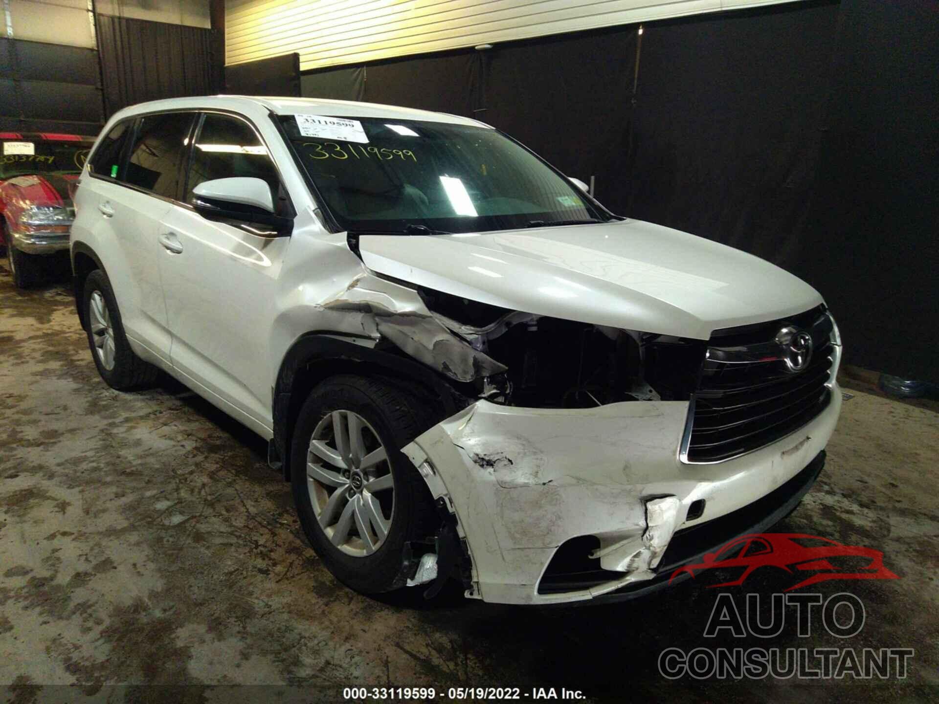 TOYOTA HIGHLANDER 2016 - 5TDBKRFH3GS268648