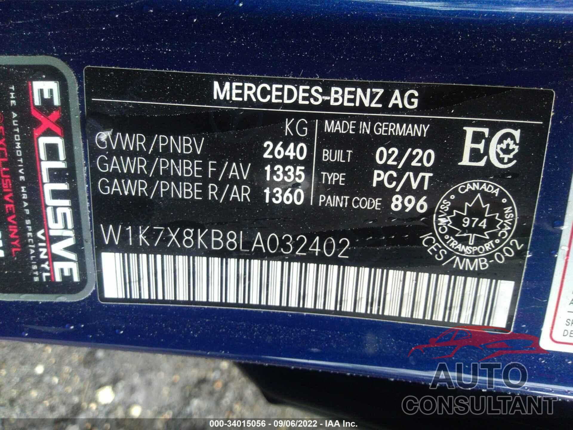 MERCEDES-BENZ AMG GT 2020 - W1K7X8KB8LA032402