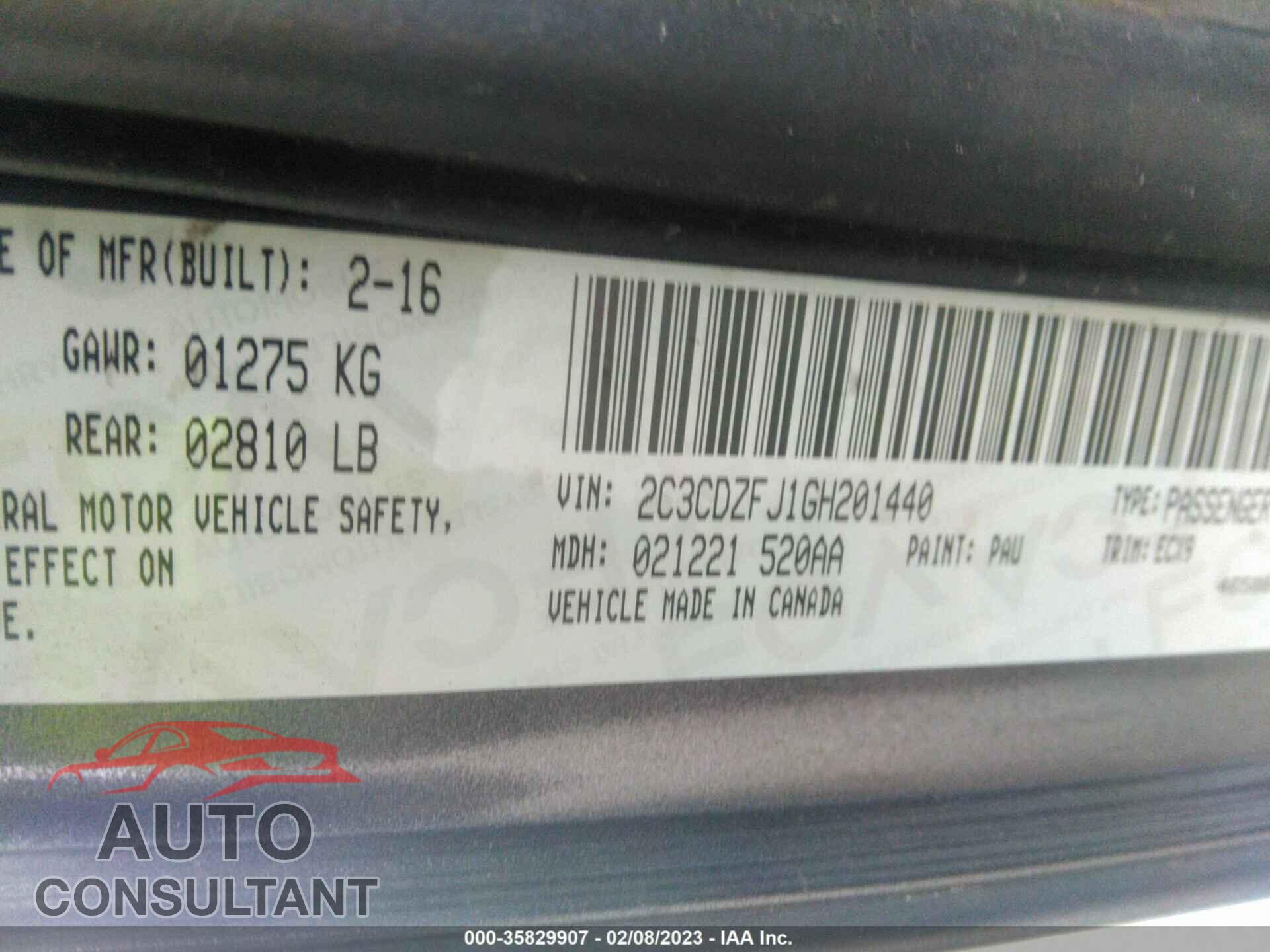 DODGE CHALLENGER 2016 - 2C3CDZFJ1GH201440