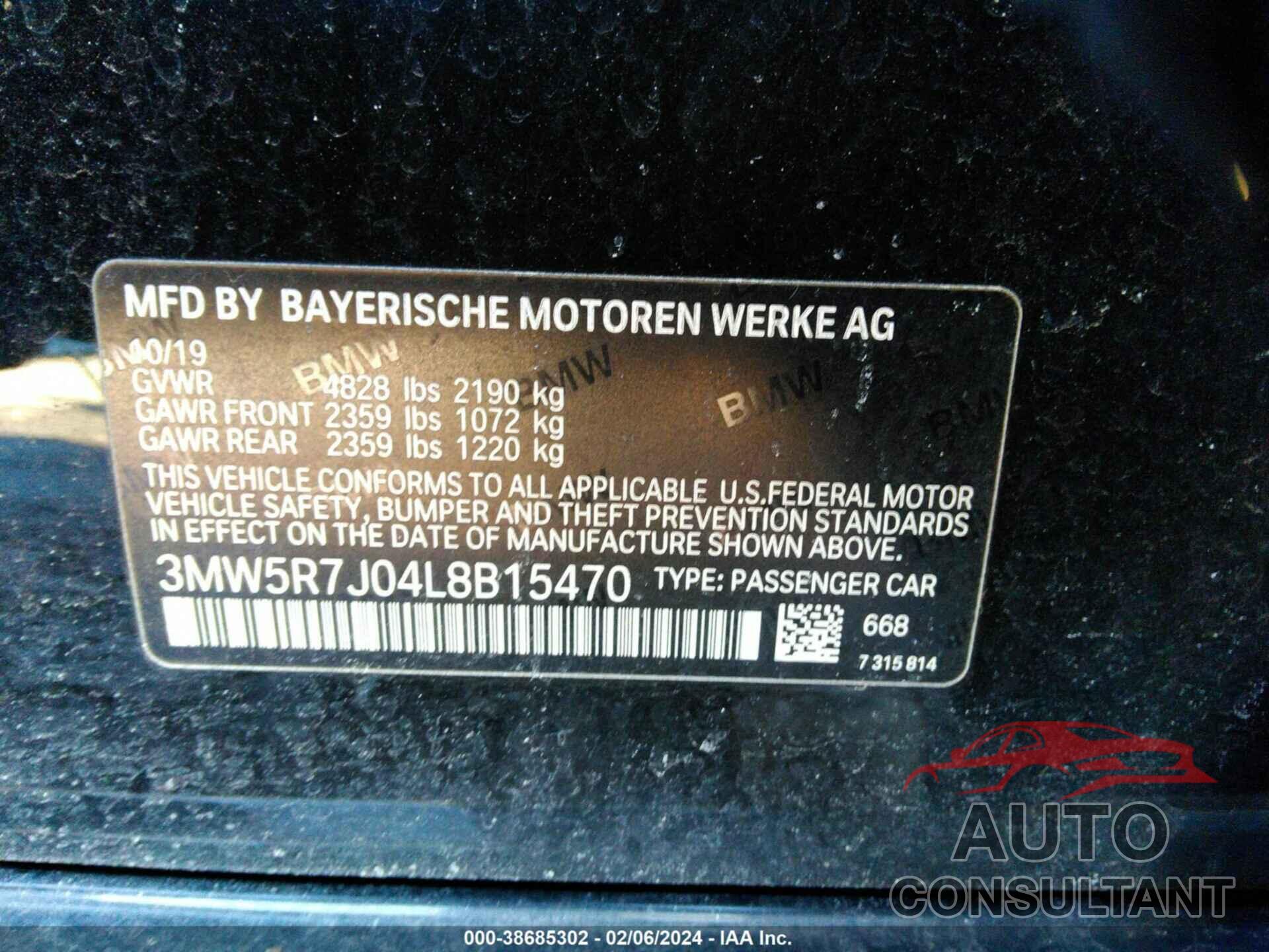 BMW 330I 2020 - 3MW5R7J04L8B15470