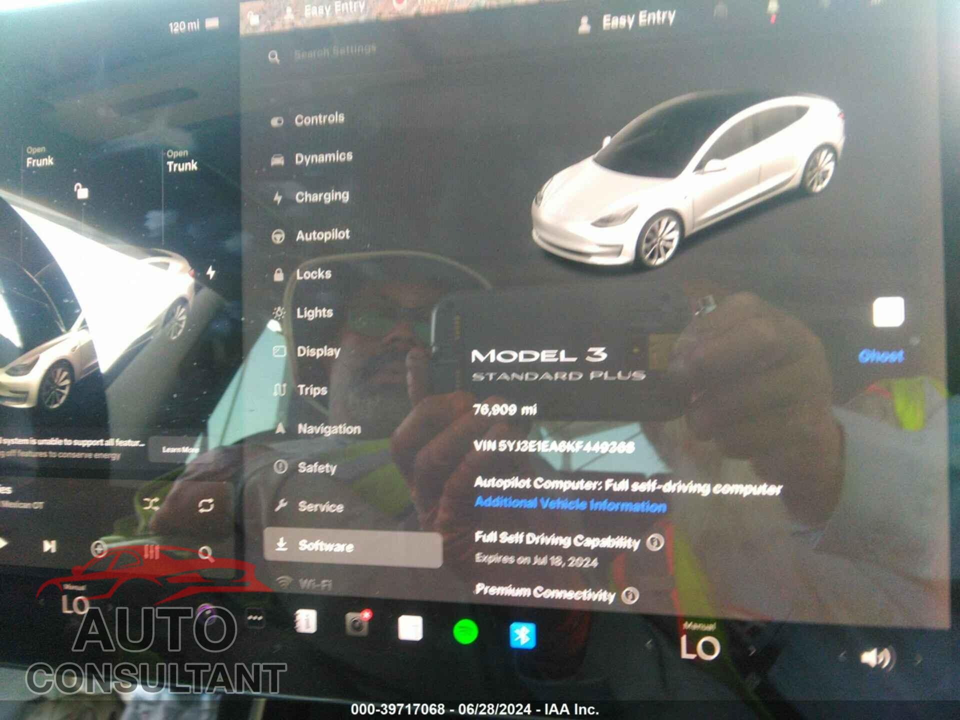 TESLA MODEL 3 2019 - 5YJ3E1EA6KF449368