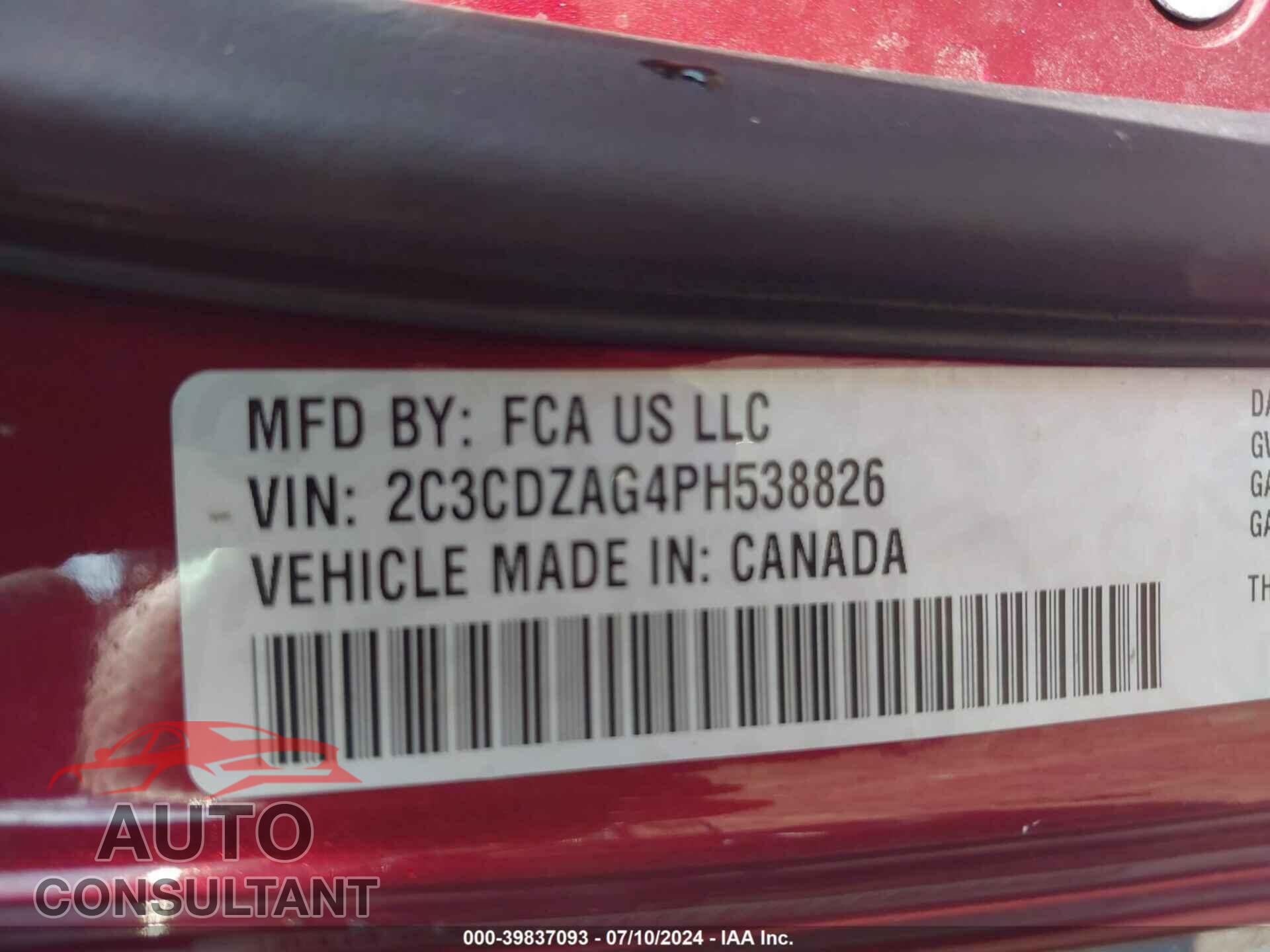 DODGE CHALLENGER 2023 - 2C3CDZAG4PH538826