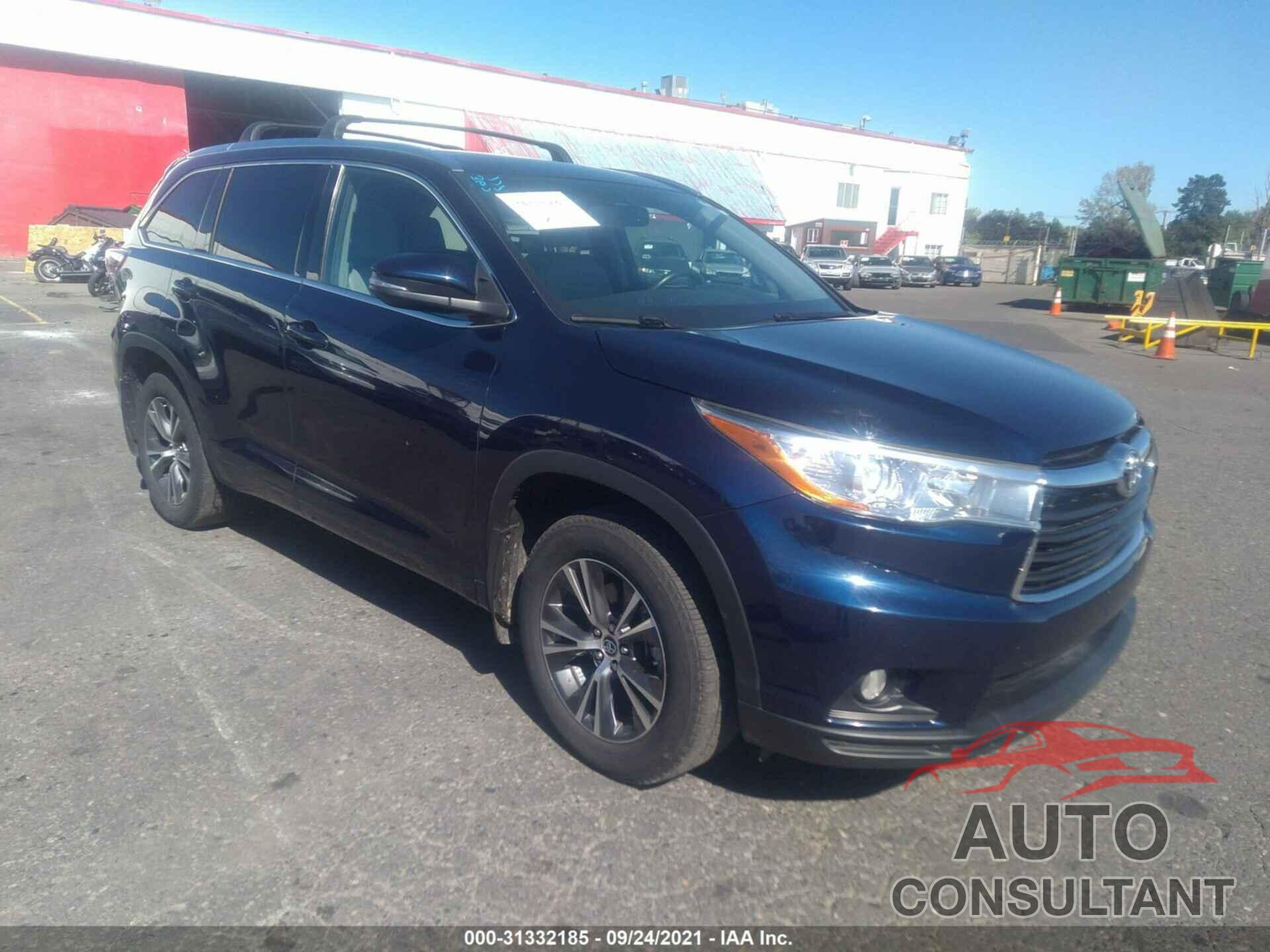 TOYOTA HIGHLANDER 2016 - 5TDJKRFH6GS323430