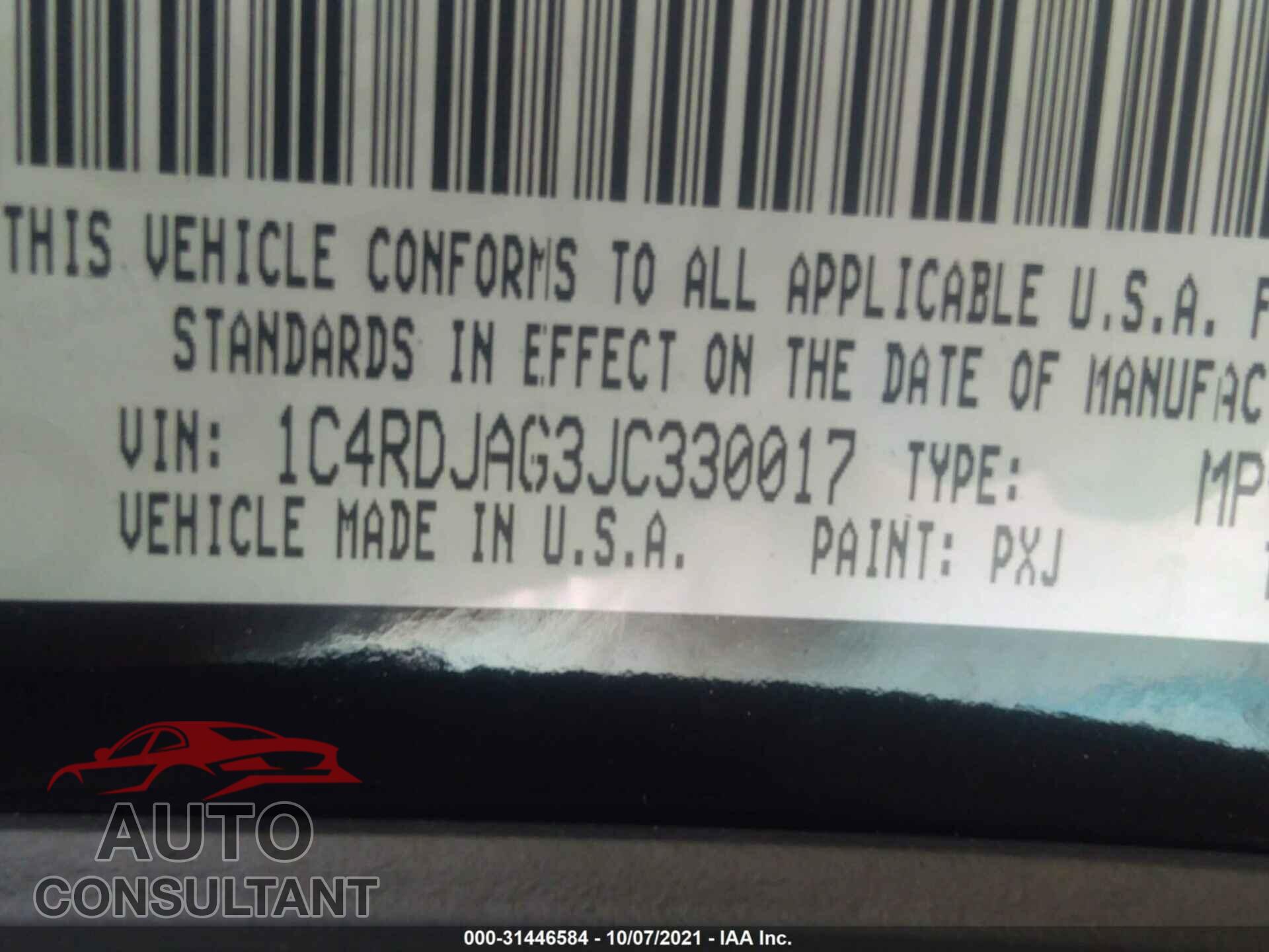 DODGE DURANGO 2018 - 1C4RDJAG3JC330017