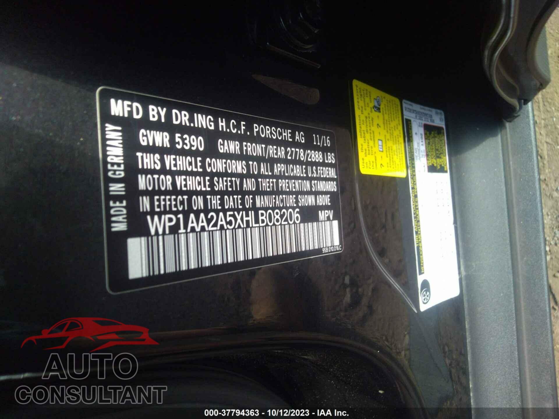 PORSCHE MACAN 2017 - WP1AA2A5XHLB08206