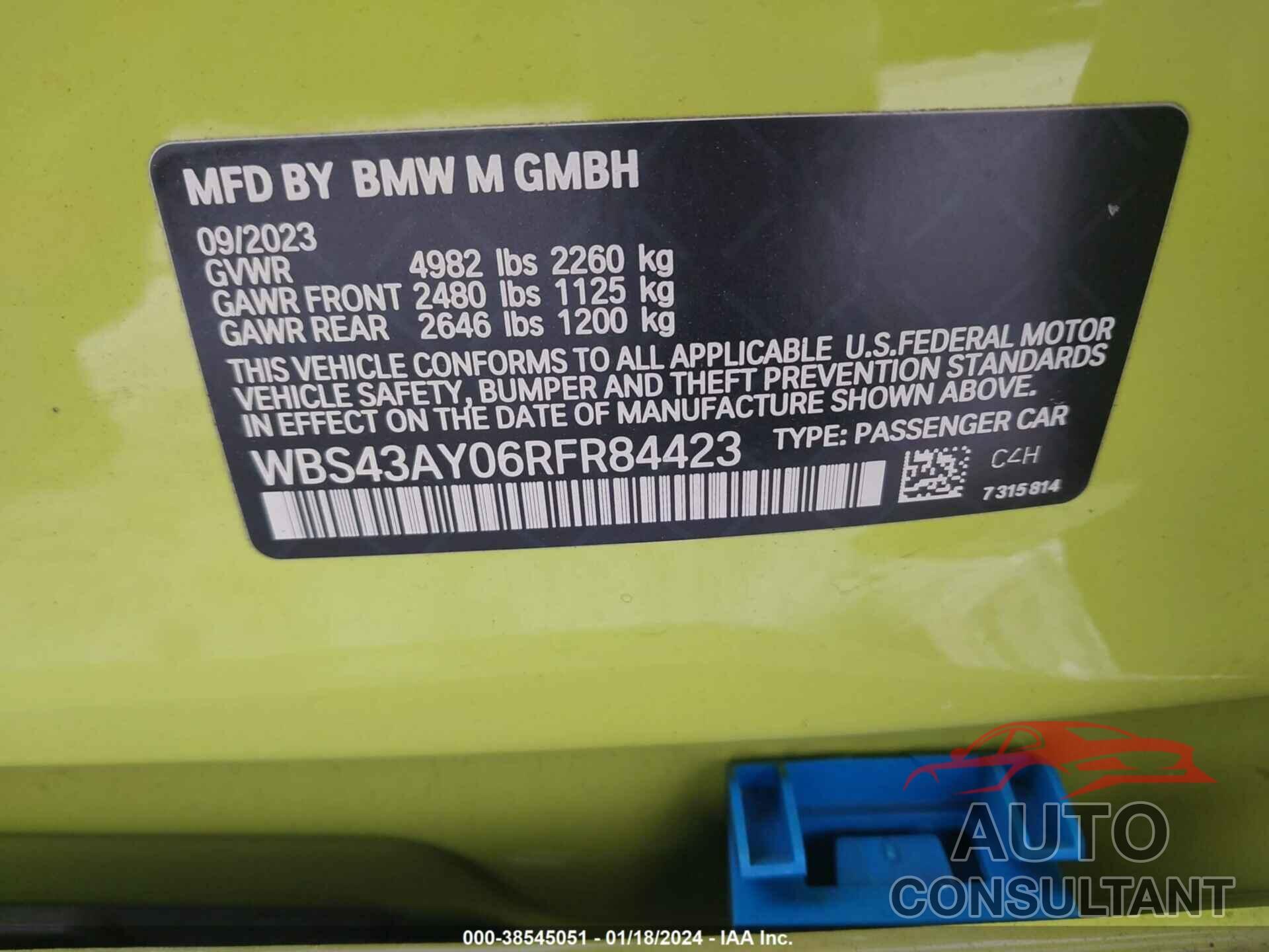 BMW M3 2024 - WBS43AY06RFR84423