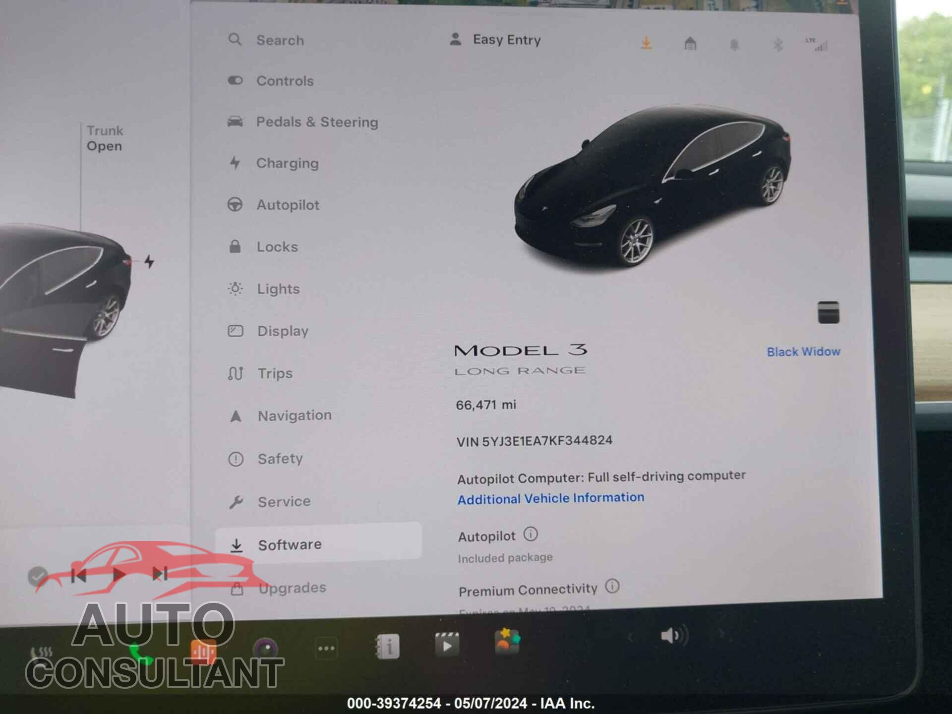 TESLA MODEL 3 2019 - 5YJ3E1EA7KF344824