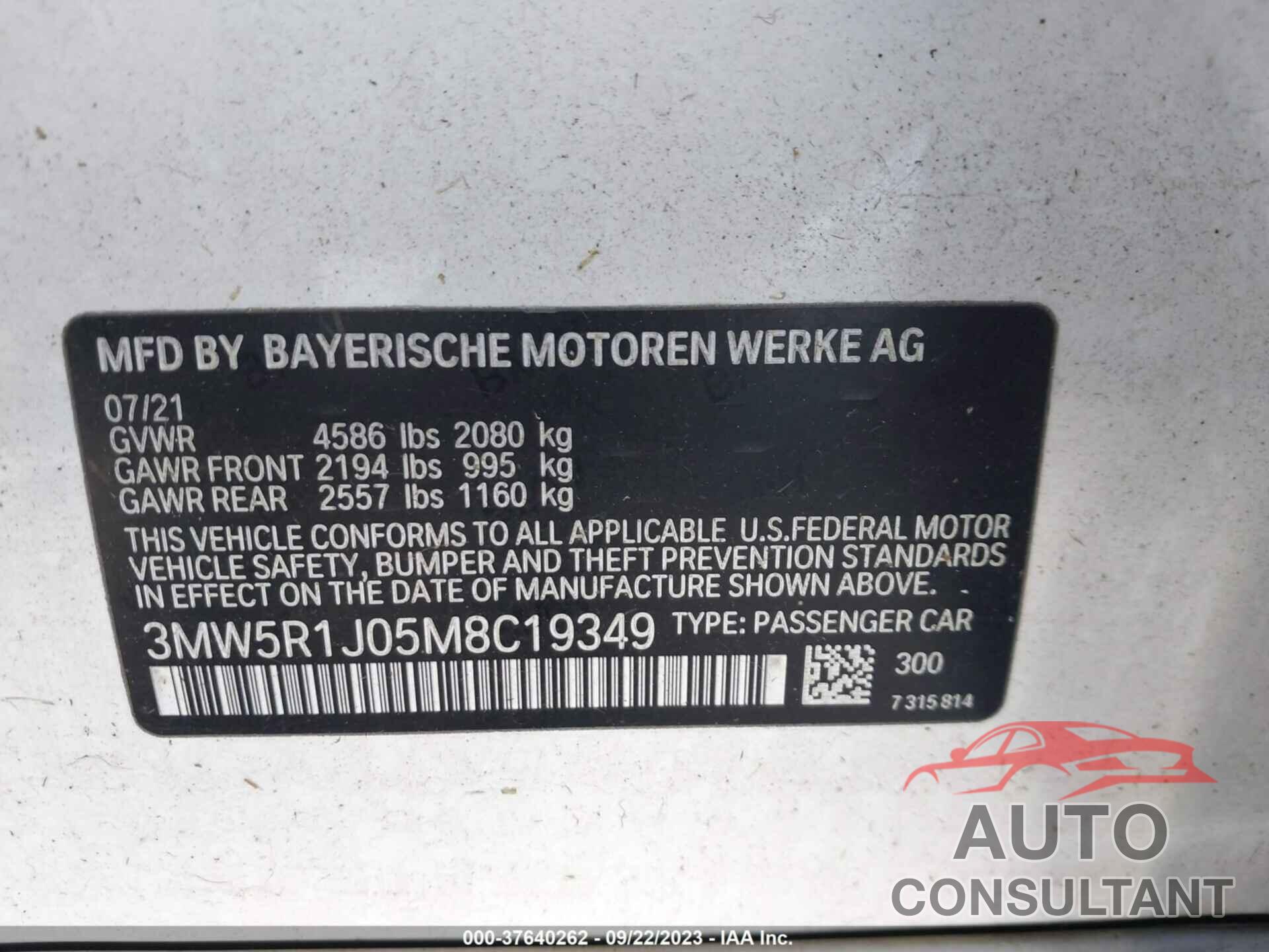 BMW 330I 2021 - 3MW5R1J05M8C19349