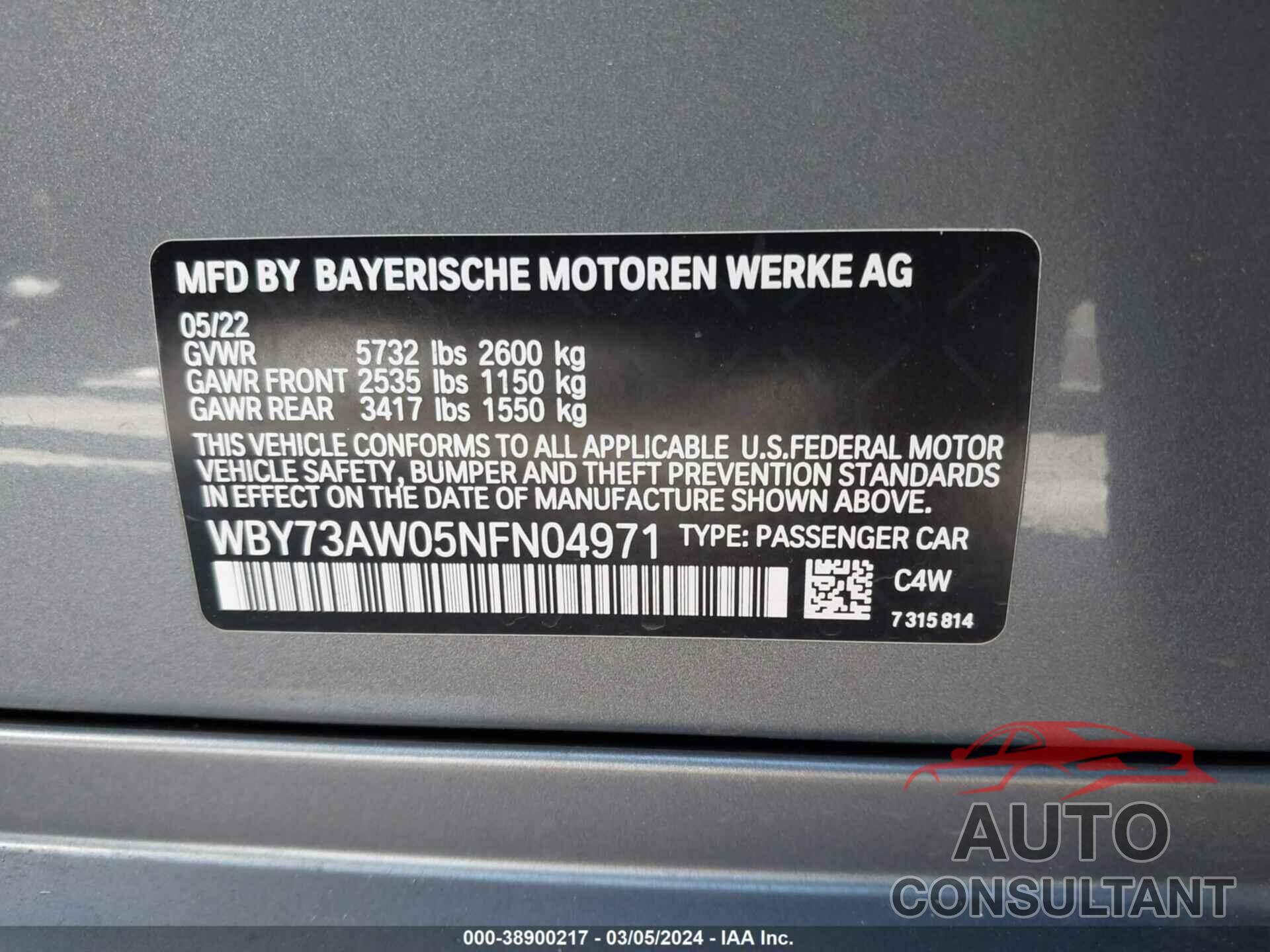 BMW I4 2022 - WBY73AW05NFN04971