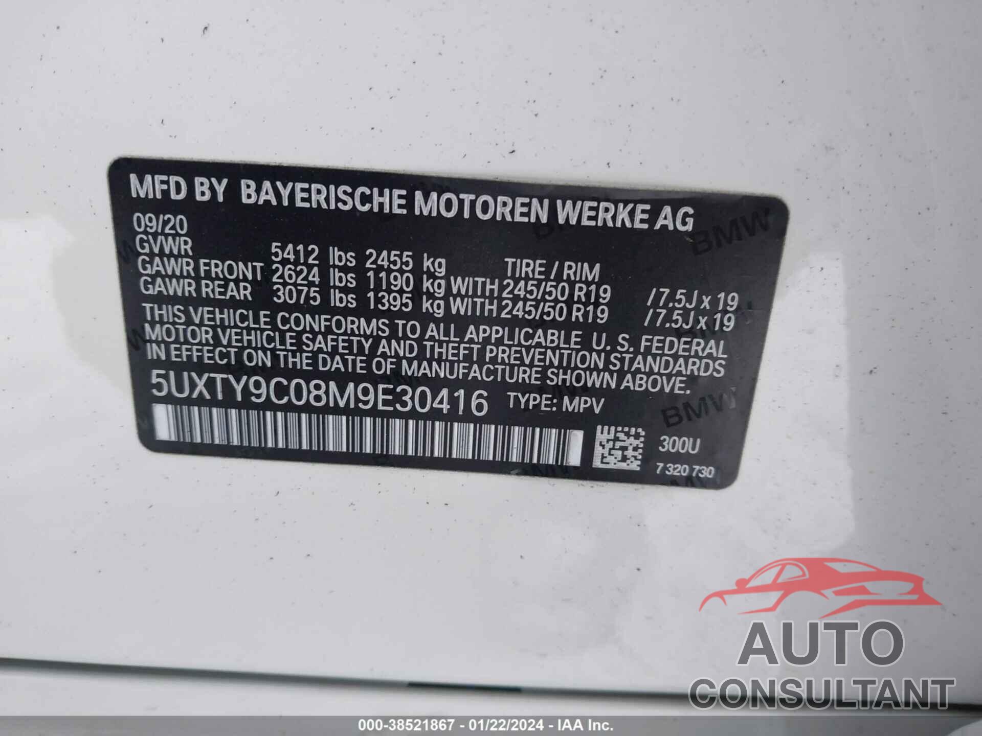 BMW X3 2021 - 5UXTY9C08M9E30416