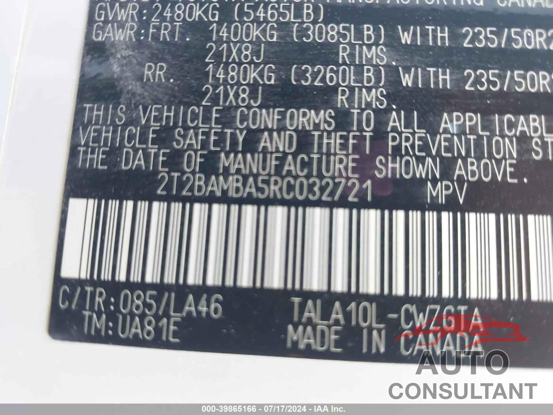 LEXUS RX 350 2024 - 2T2BAMBA5RC032721