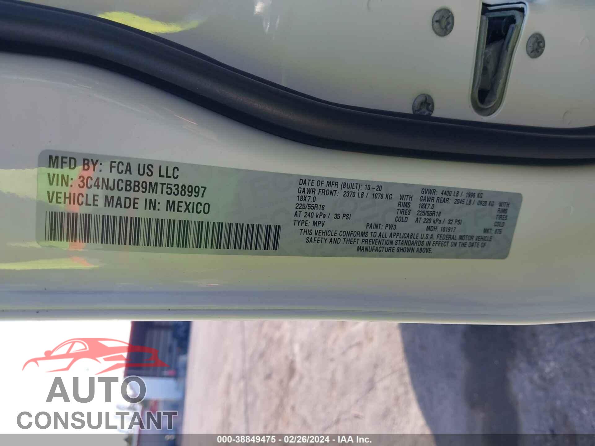 JEEP COMPASS 2021 - 3C4NJCBB9MT538997
