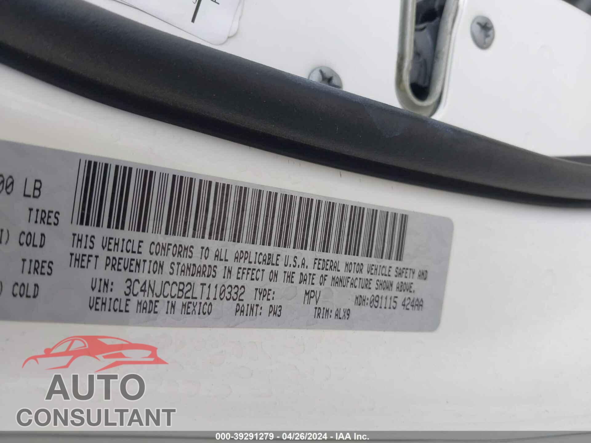 JEEP COMPASS 2020 - 3C4NJCCB2LT110332