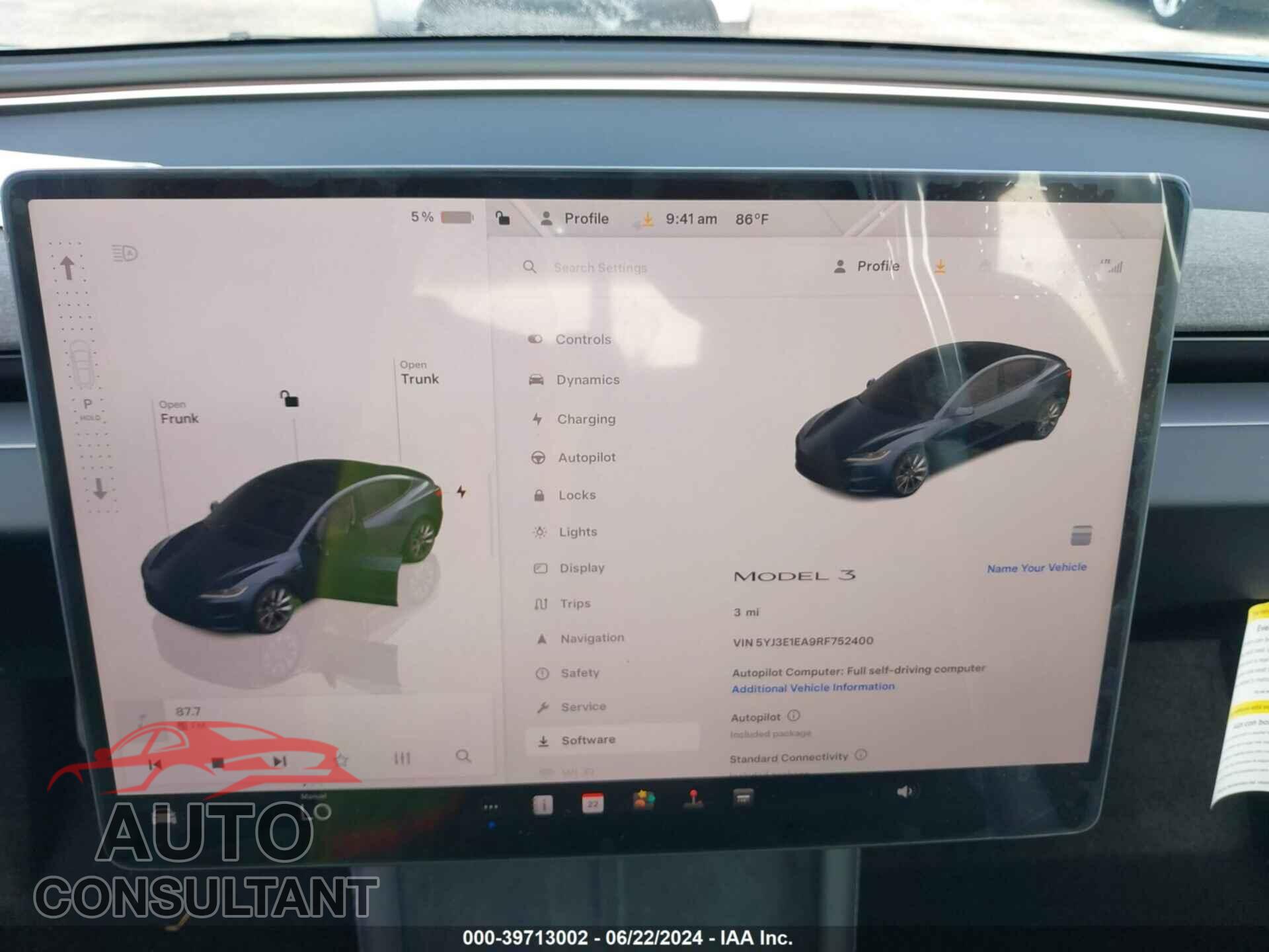 TESLA MODEL 3 2024 - 5YJ3E1EA9RF752400