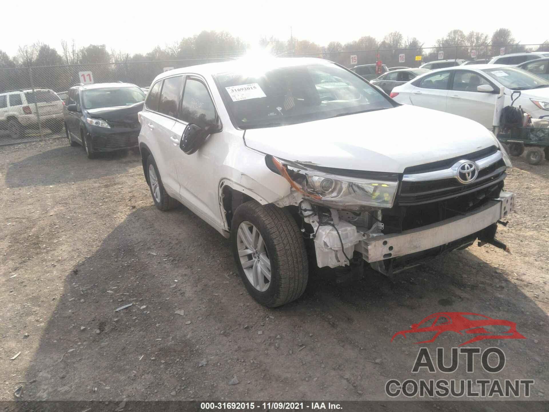 TOYOTA HIGHLANDER 2016 - 5TDBKRFH1GS273900