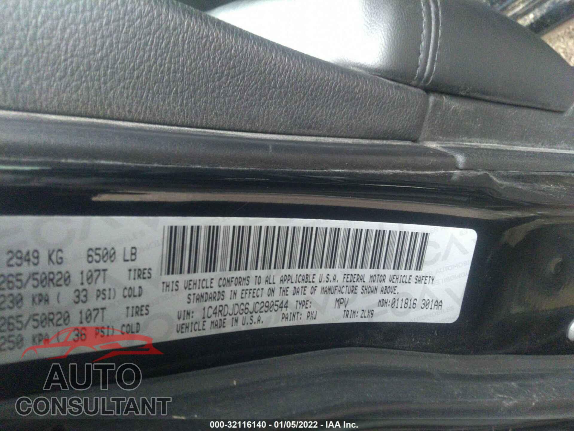 DODGE DURANGO 2018 - 1C4RDJDG6JC290544