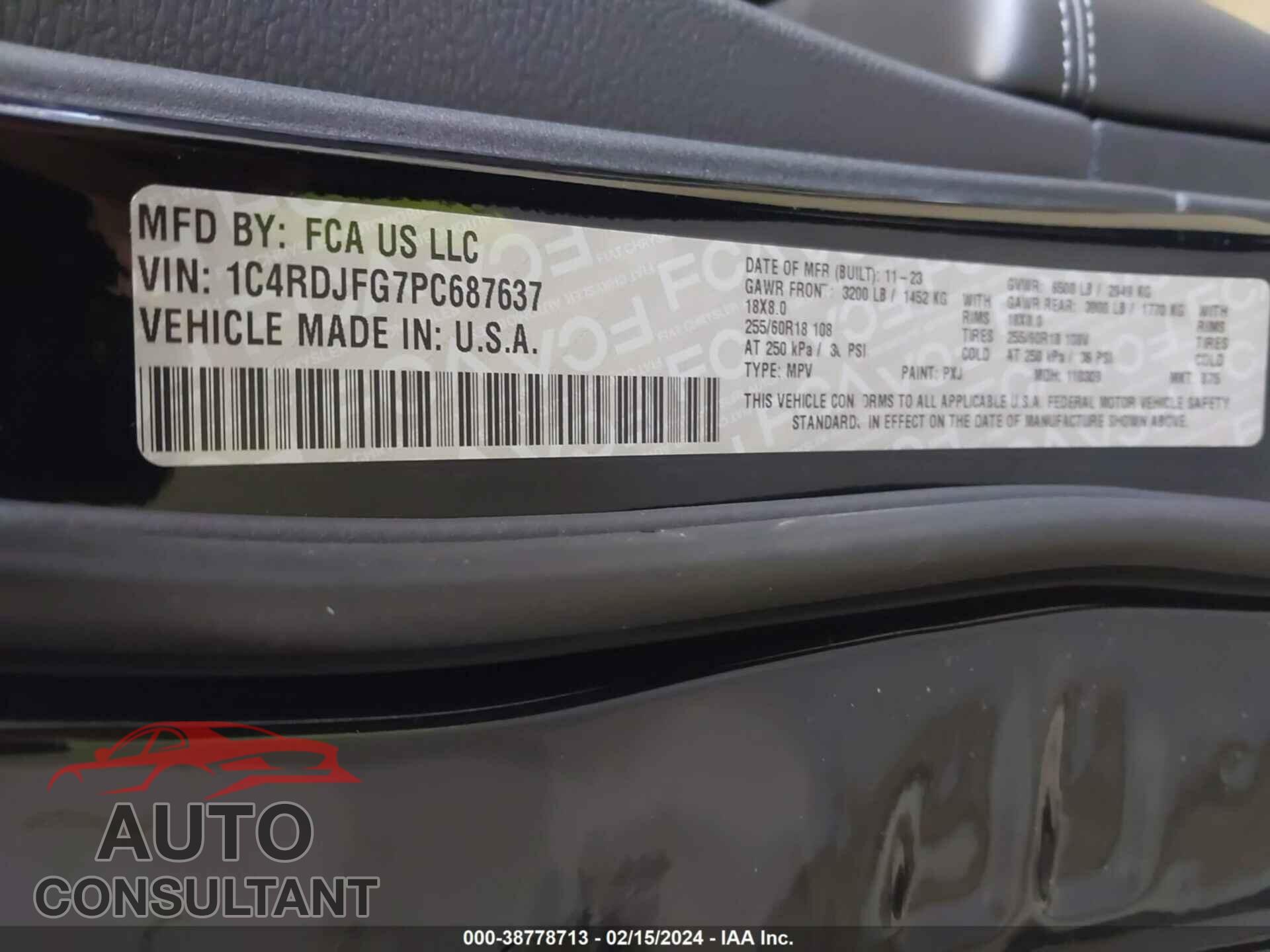 DODGE DURANGO 2023 - 1C4RDJFG7PC687637