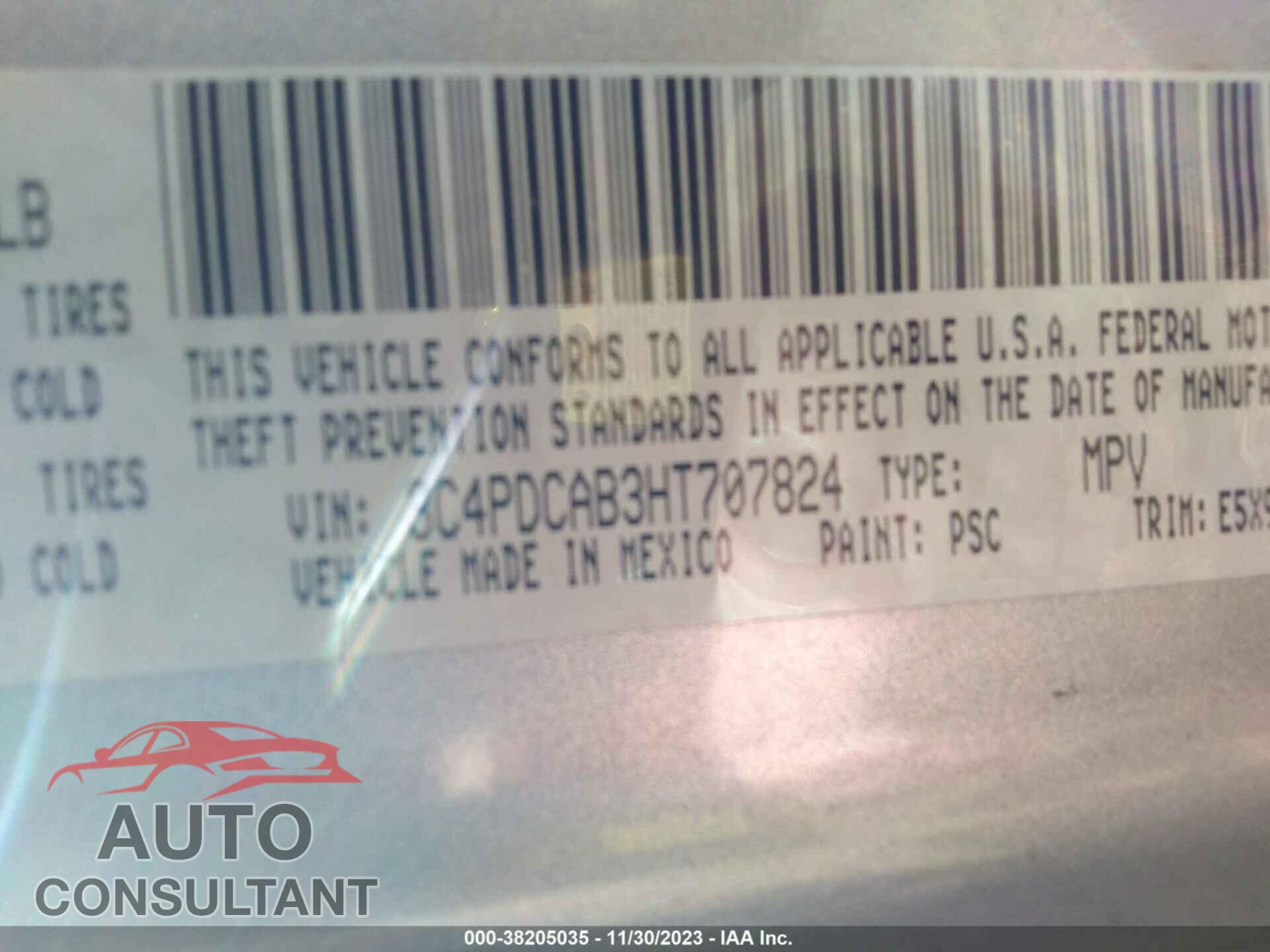 DODGE JOURNEY 2017 - 3C4PDCAB3HT707824