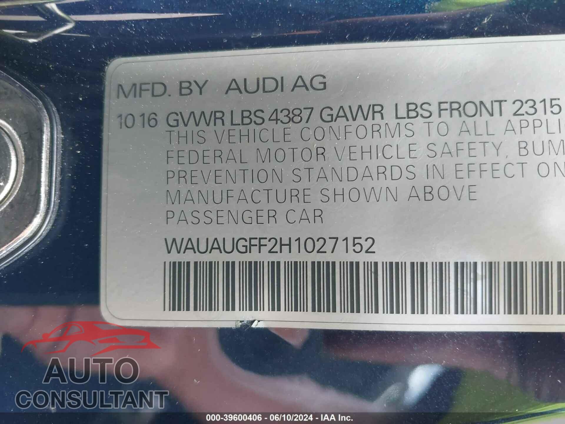 AUDI A3 2017 - WAUAUGFF2H1027152