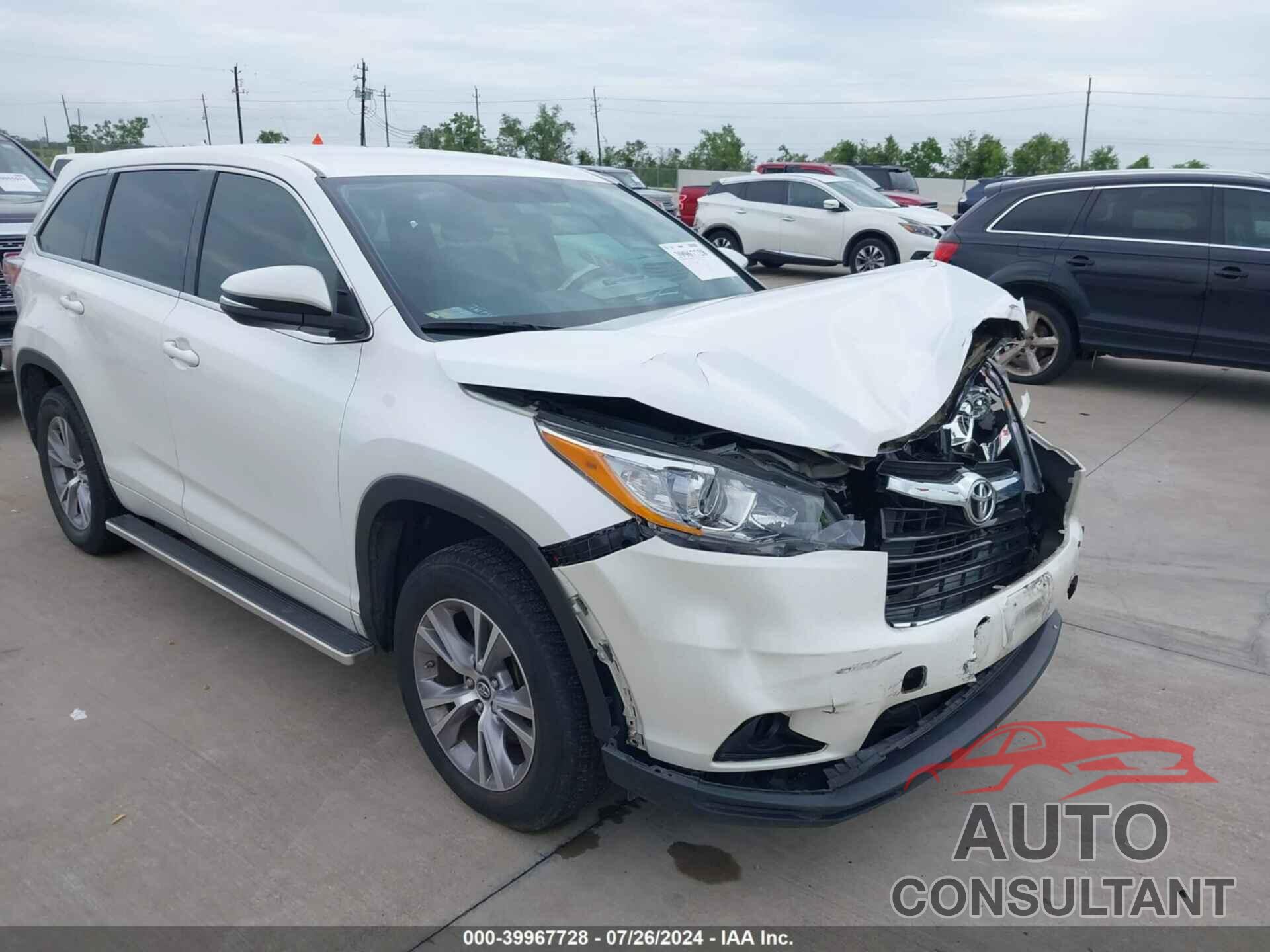 TOYOTA HIGHLANDER 2016 - 5TDZKRFH9GS166611