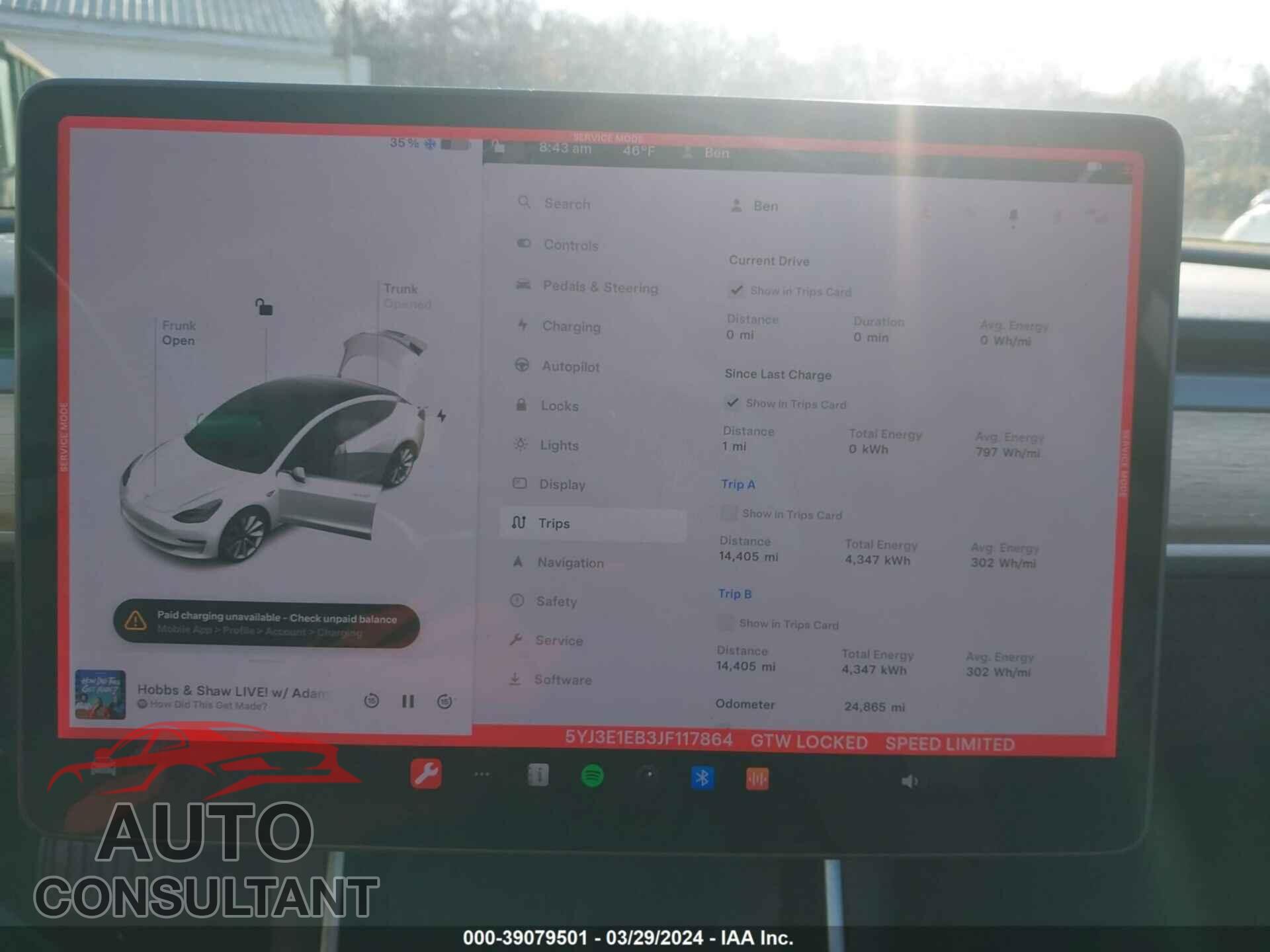 TESLA MODEL 3 2018 - 5YJ3E1EB3JF117864