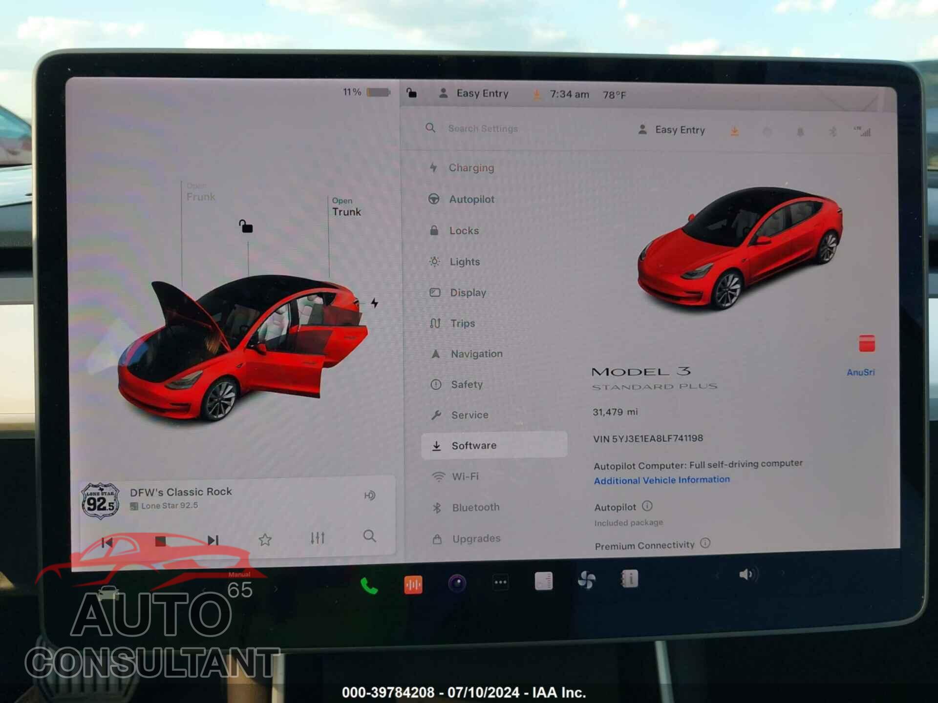TESLA MODEL 3 2020 - 5YJ3E1EA8LF741198