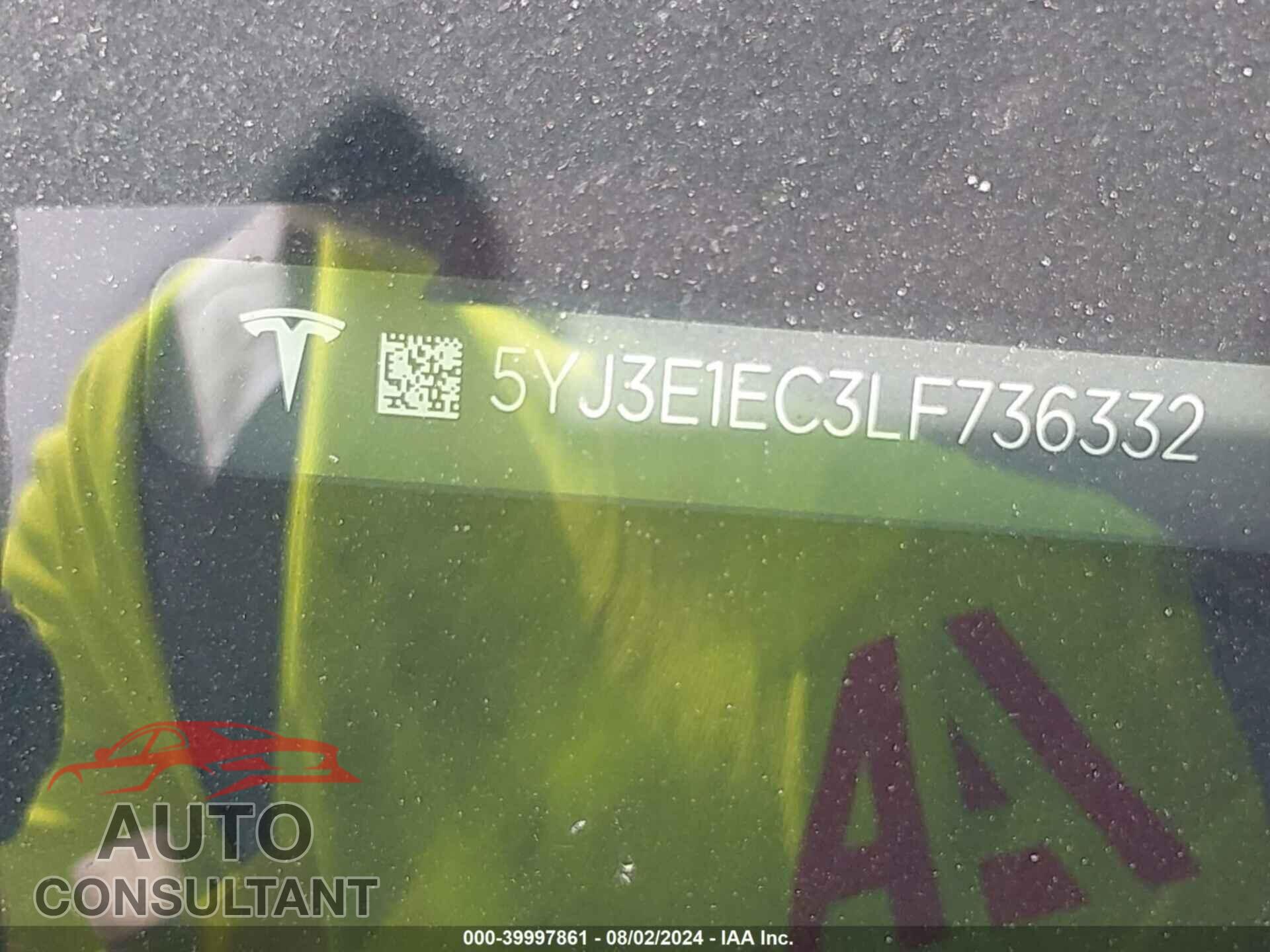 TESLA MODEL 3 2020 - 5YJ3E1EC3LF736332
