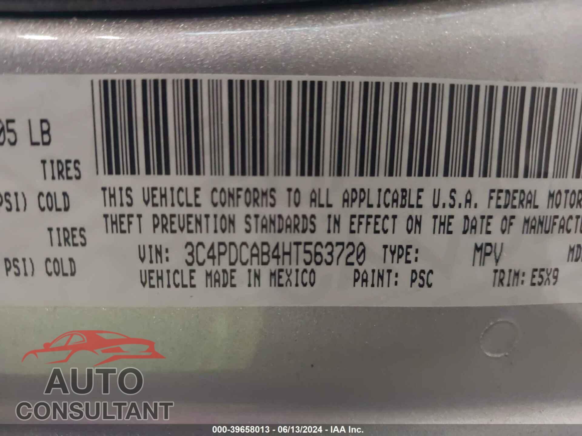 DODGE JOURNEY 2017 - 3C4PDCAB4HT563720