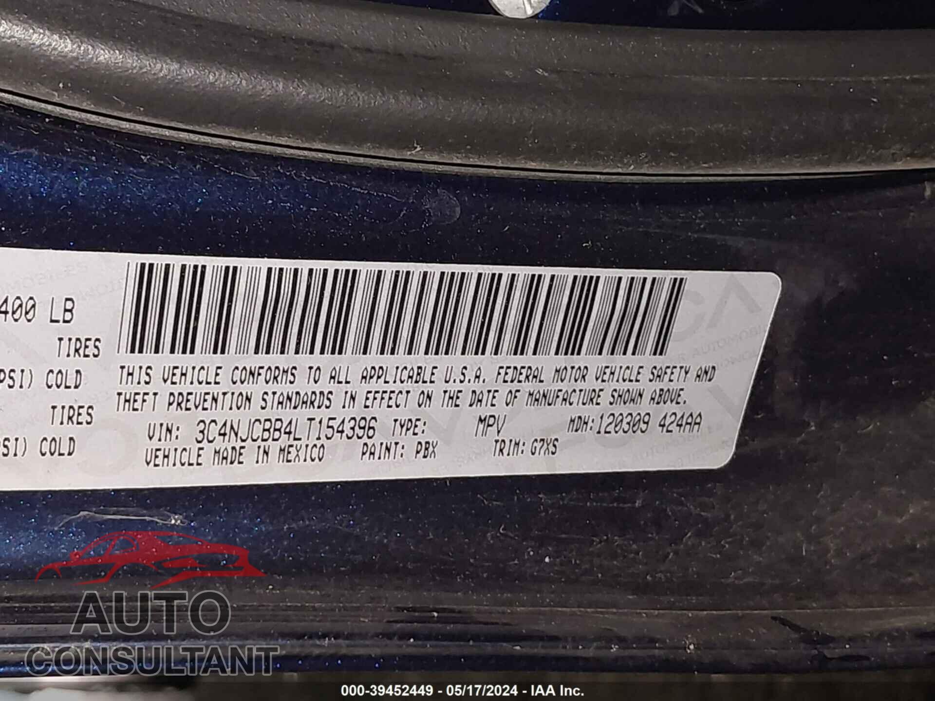 JEEP COMPASS 2020 - 3C4NJCBB4LT154396