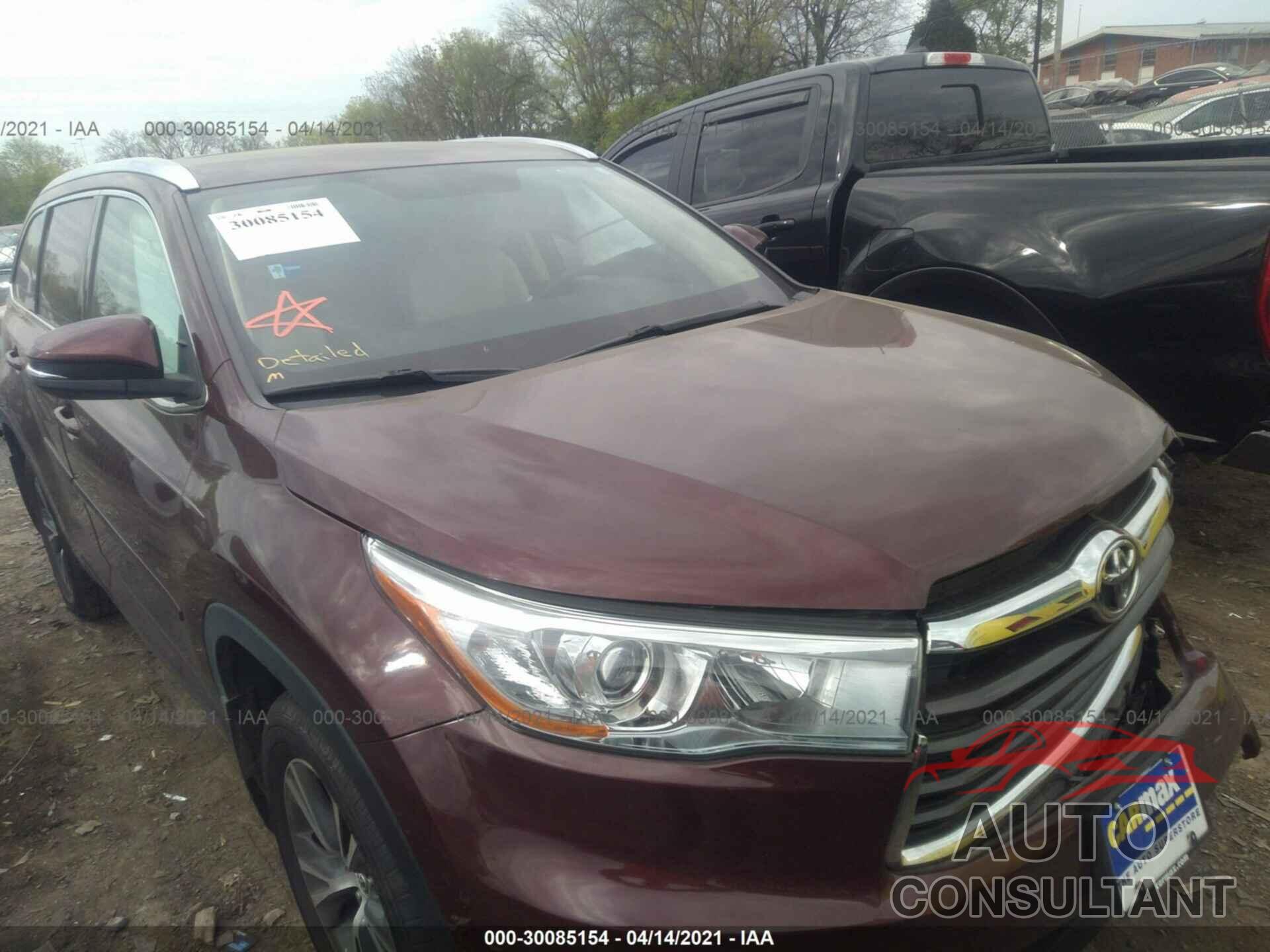 TOYOTA HIGHLANDER 2016 - 5TDJKRFH4GS347113