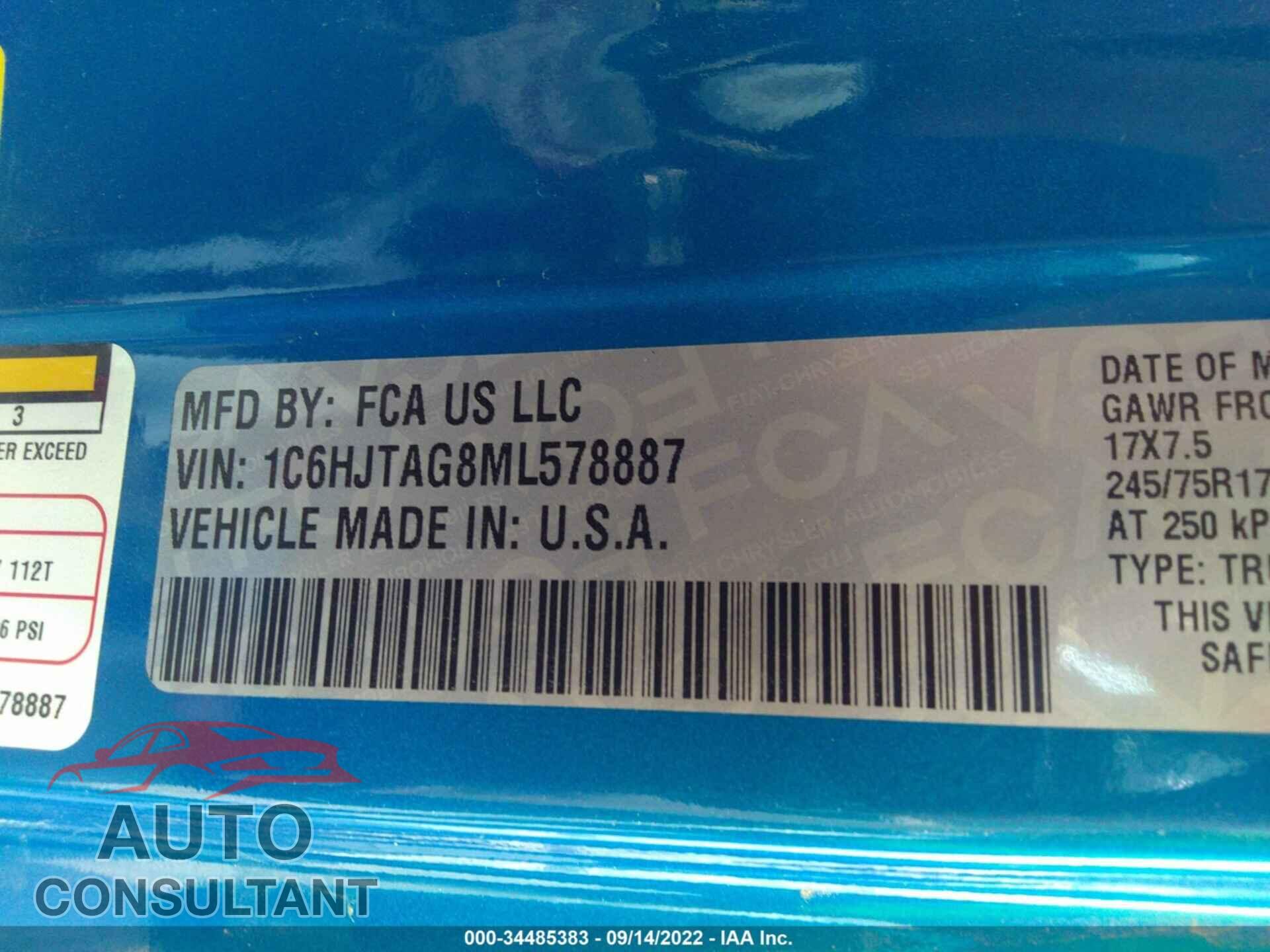 JEEP GLADIATOR 2021 - 1C6HJTAG8ML578887