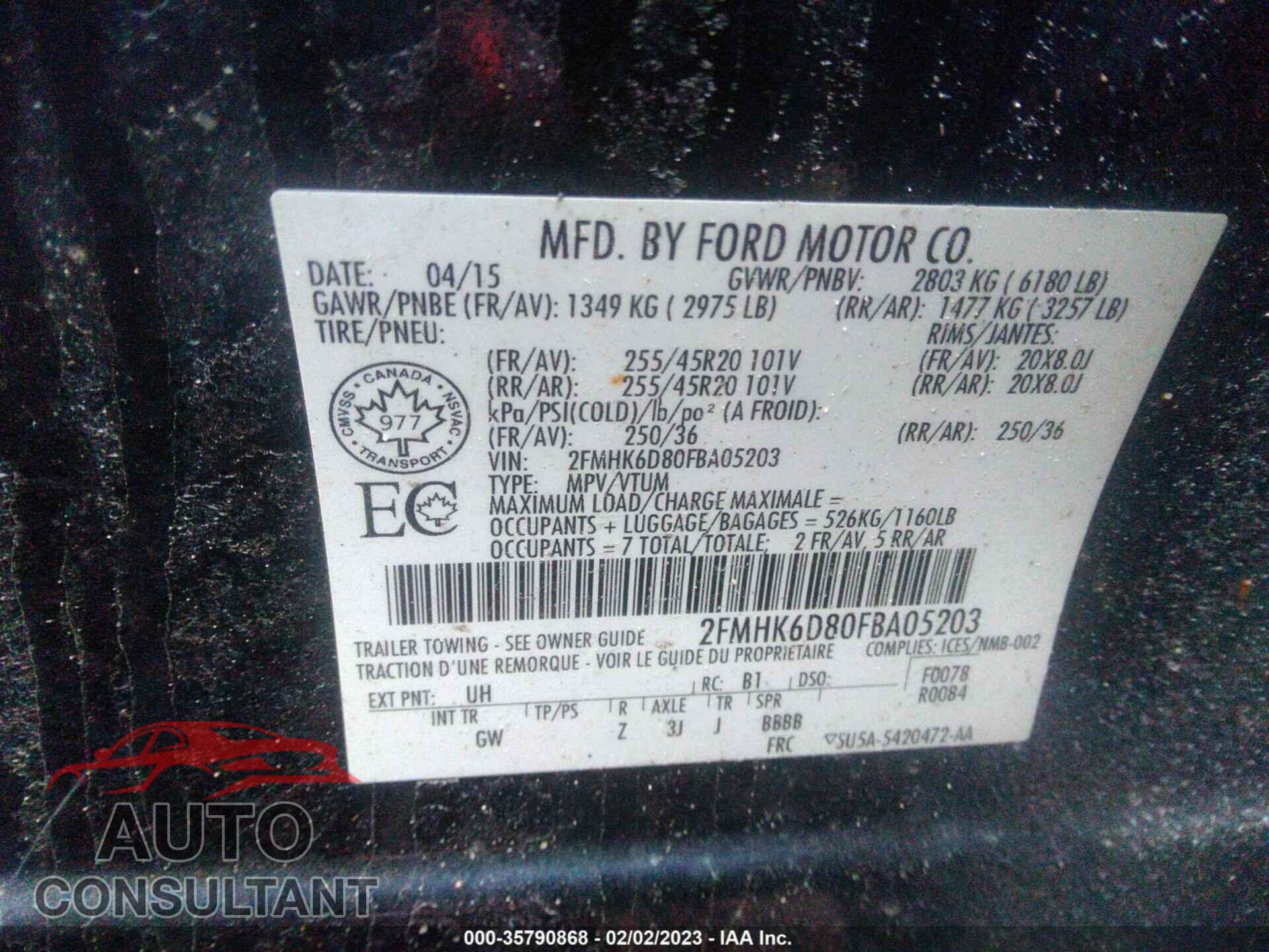 FORD FLEX 2015 - 2FMHK6D80FBA05203
