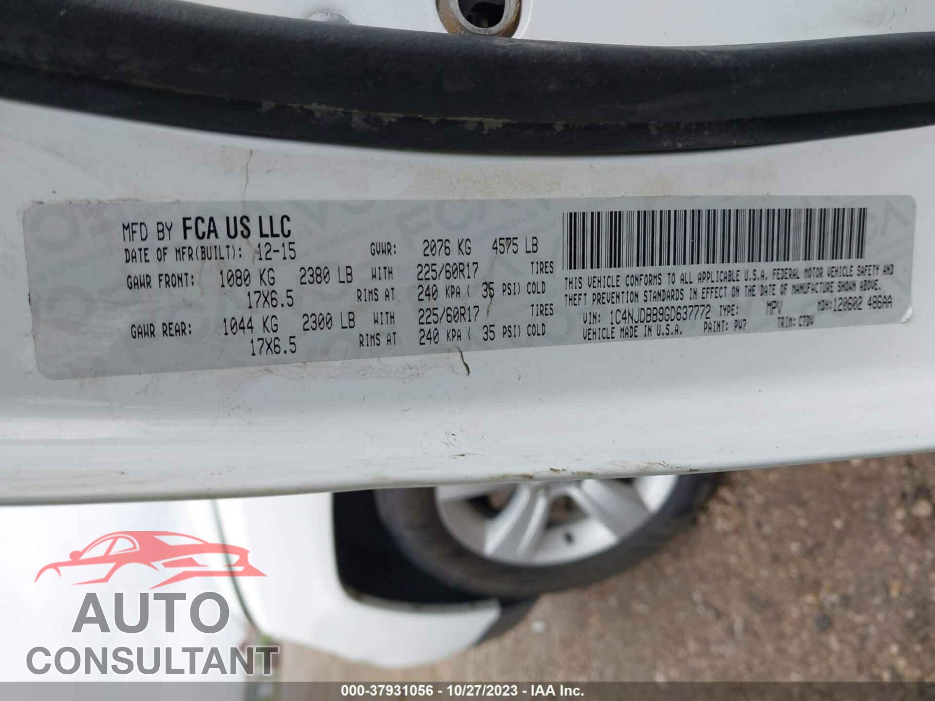 JEEP COMPASS 2016 - 1C4NJDBB9GD637772