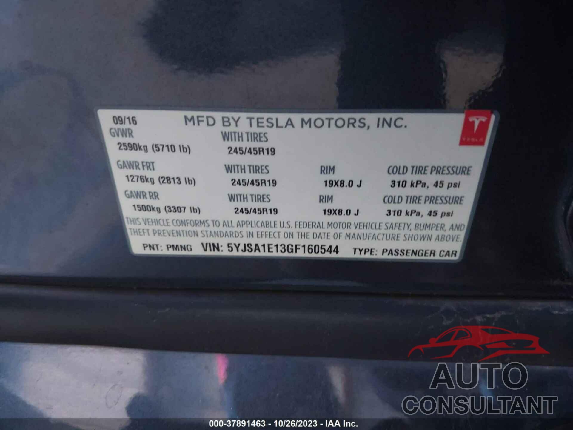 TESLA MODEL S 2016 - 5YJSA1E13GF160544