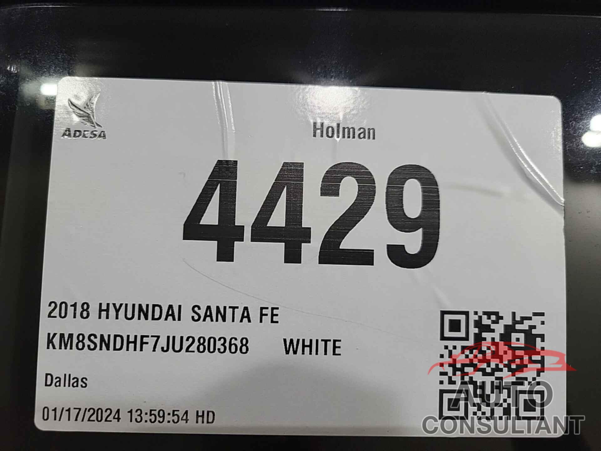 HYUNDAI SANTA FE 2018 - KM8SNDHF7JU280368