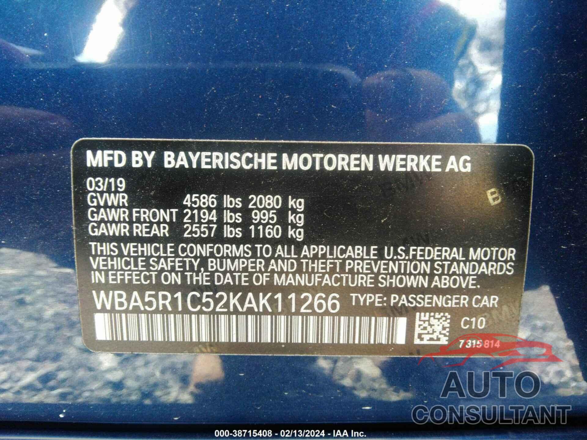 BMW 330I 2019 - WBA5R1C52KAK11266