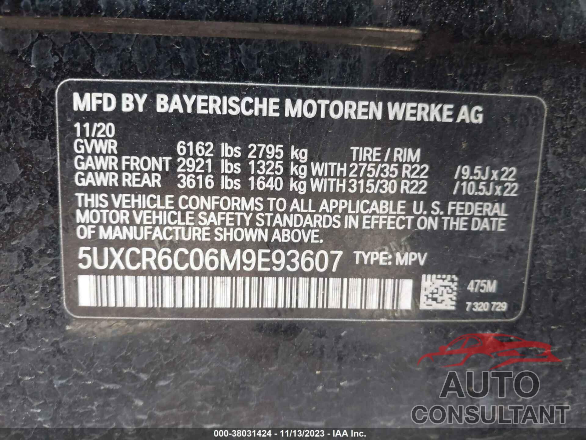 BMW X5 2021 - 5UXCR6C06M9E93607